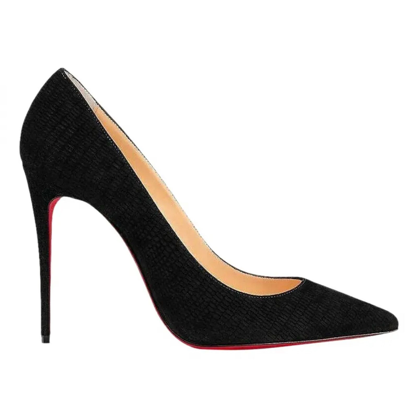 Christian Louboutin Kate 100 Black Suede Guana Classic Pointed Toe Heel Pump 37 Size US 7 / IT 37 - 1 Thumbnail