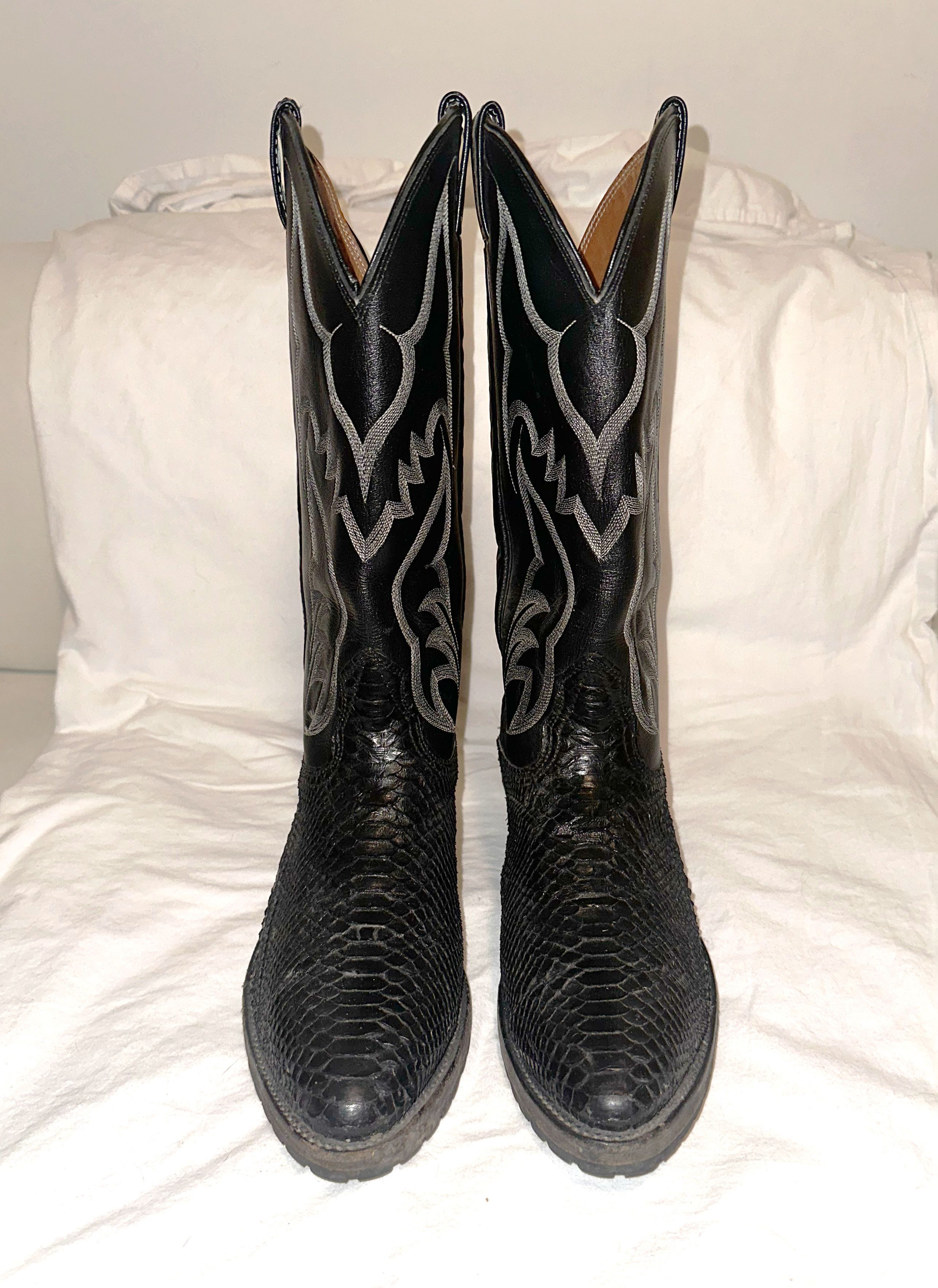 Nocona Boots Vintage Python Snakeskin Cowboy Boots Size US 7.5 / EU 40-41 - 2 Thumbnail
