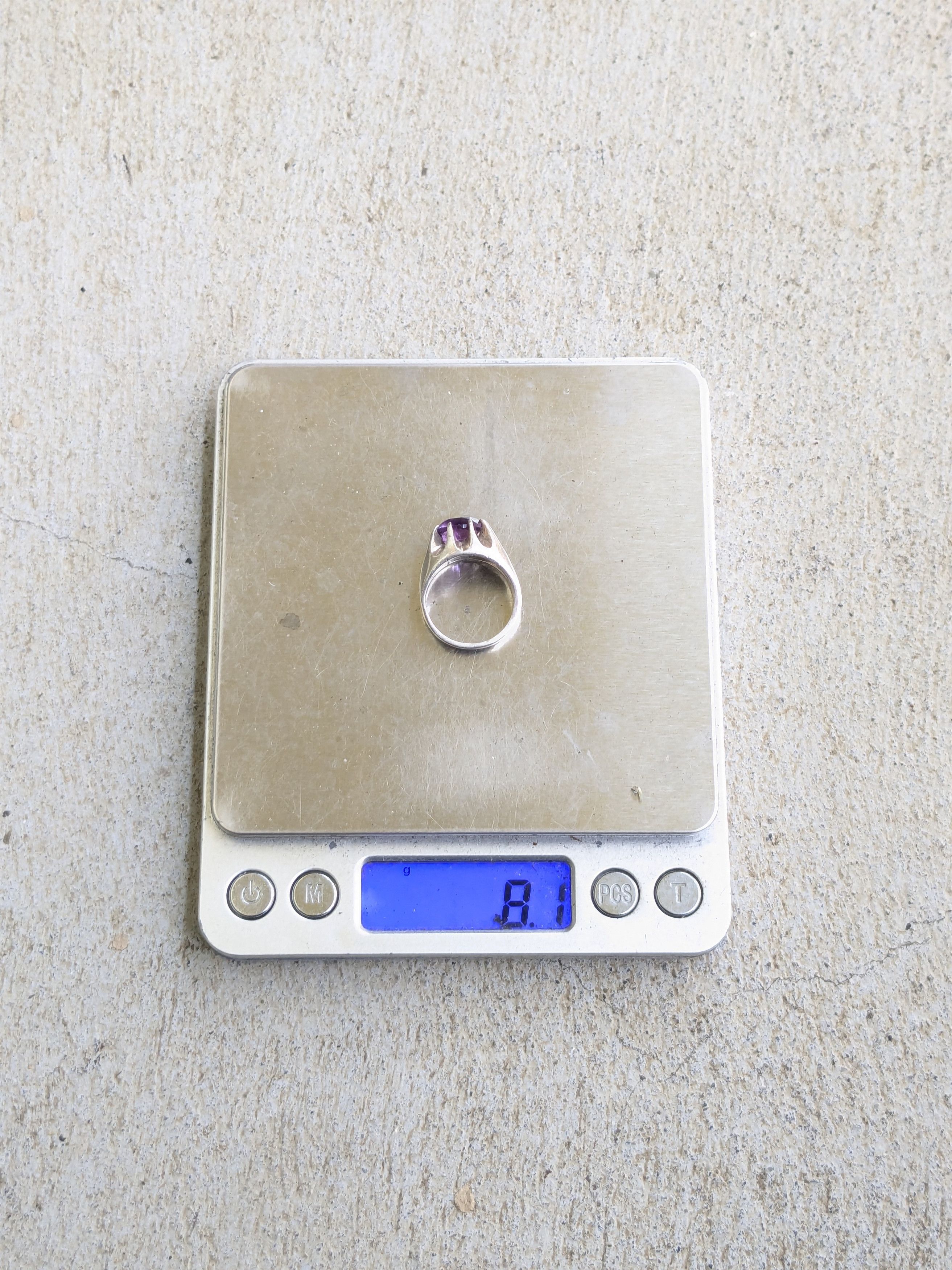 Other Vintage Sterling Silver Ring Purple Amethyst 7 Round Faceted Size ONE SIZE - 13 Thumbnail