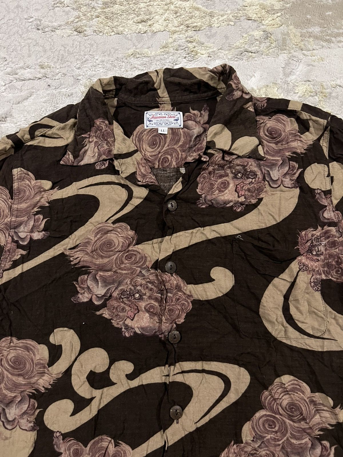 Sun Surf Vintage "Karajishi" Japanese Lion Rayon Hawaiian Shirt Size US L / EU 52-54 / 3 - 1 Thumbnail