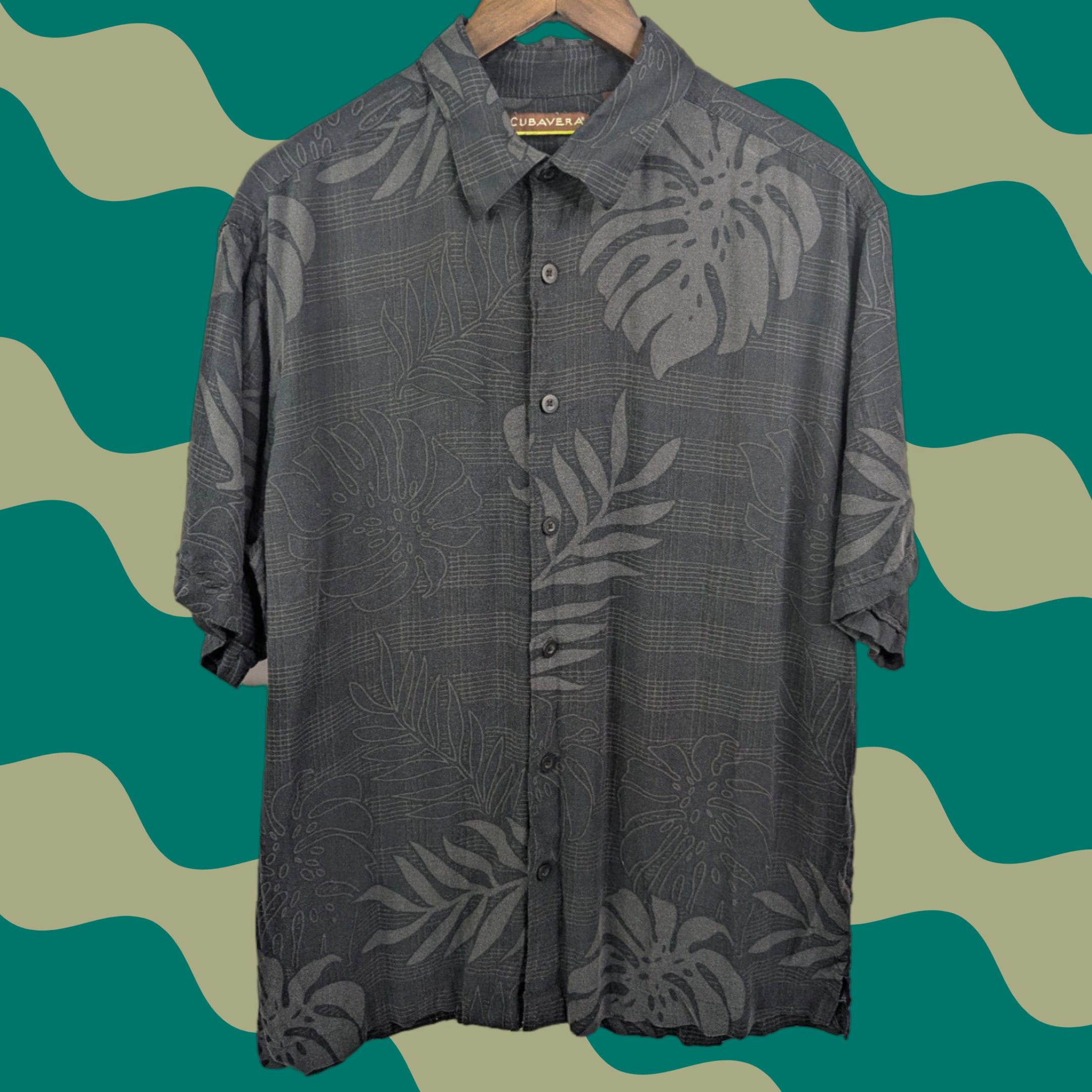 Cubavera Cubavera Shirt Mens L Black Tropical Button Up Short Sleeve Hawaiian Rayon Viscose Size US L / EU 52-54 / 3 - 1 Thumbnail