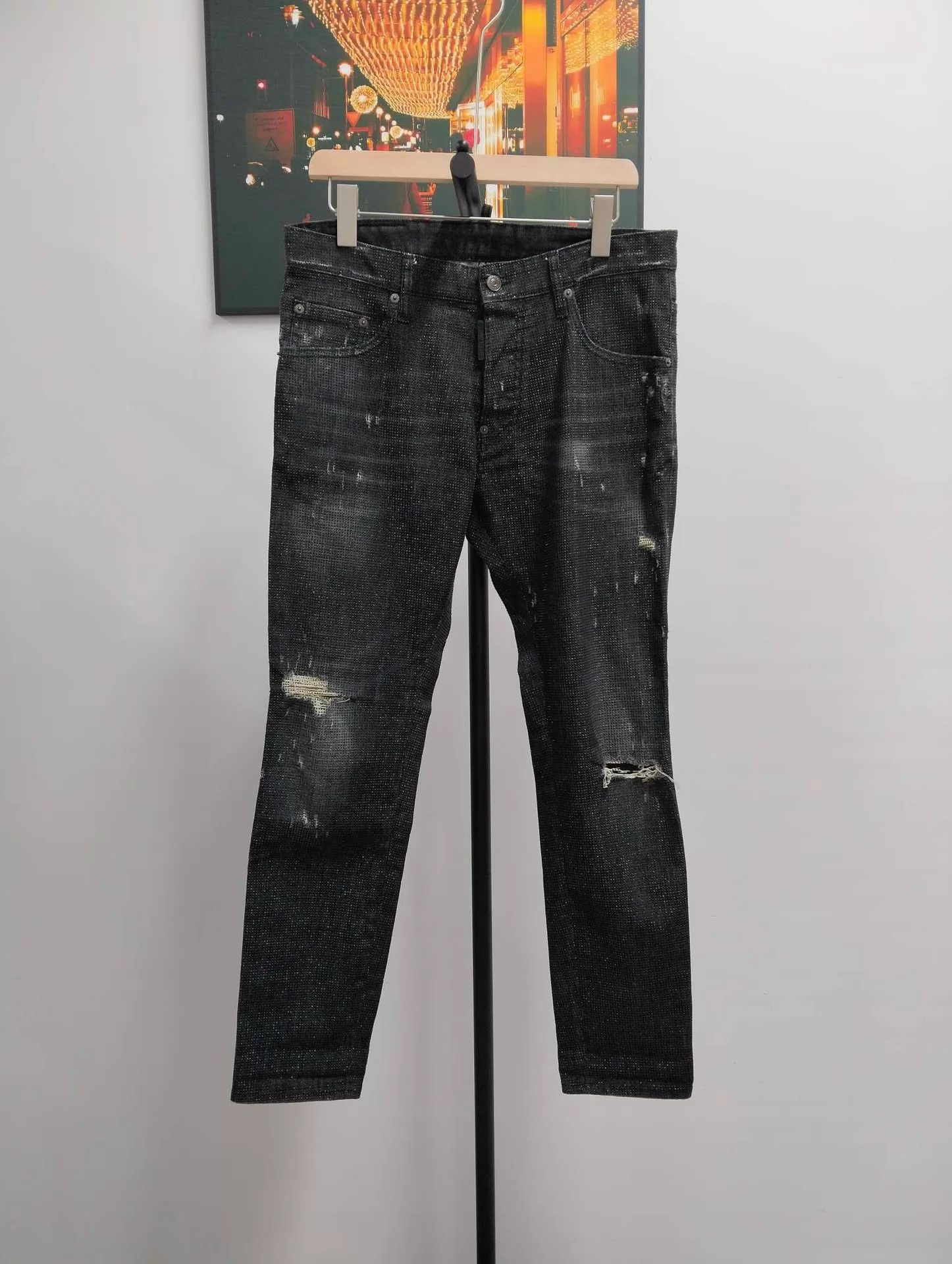 Dsquared2 D2 heavily beaded black jeans 48 Size US 32 / EU 48 - 2 Thumbnail