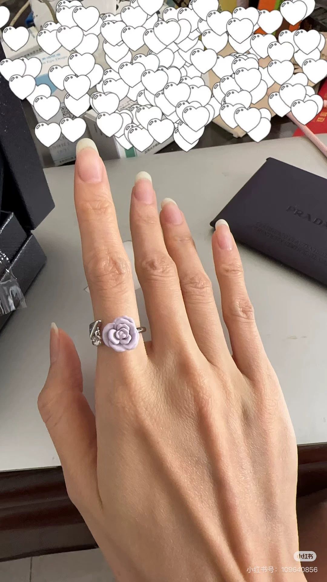 Prada Prada Pink Rose Enamel Adjustable Ring Size ONE SIZE - 6 Thumbnail