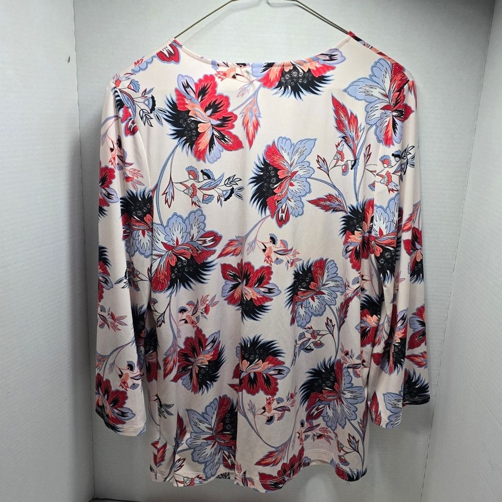 Liz Claiborne Liz Claiborne Floral Blouse with Red and Blue Accents med Size M / US 6-8 / IT 42-44 - 6 Thumbnail
