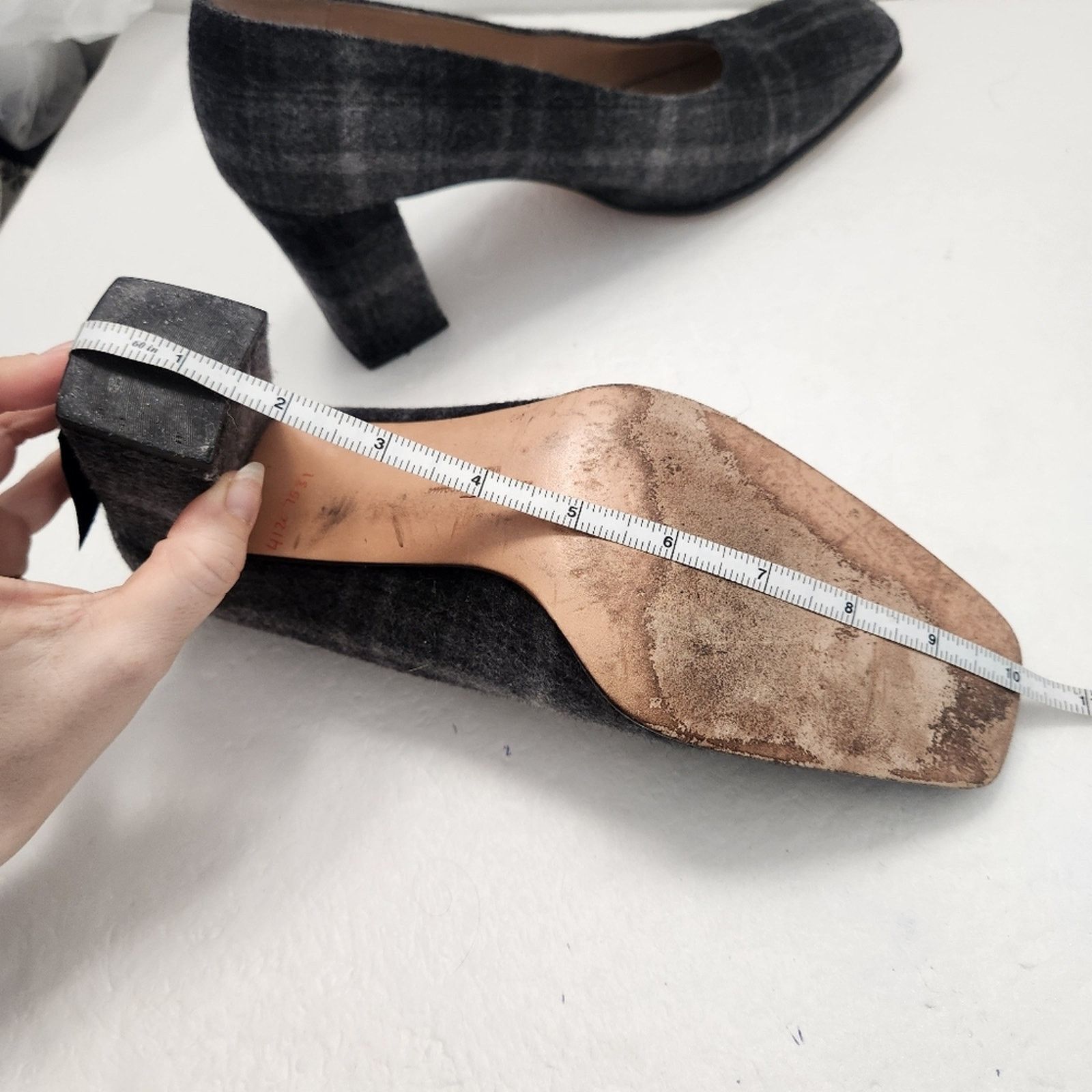 Salvatore Ferragamo Salvatore Ferragamo Allegra Pumps Heel Plaid Fabric Gray Size US 10 / IT 40 - 10 Thumbnail