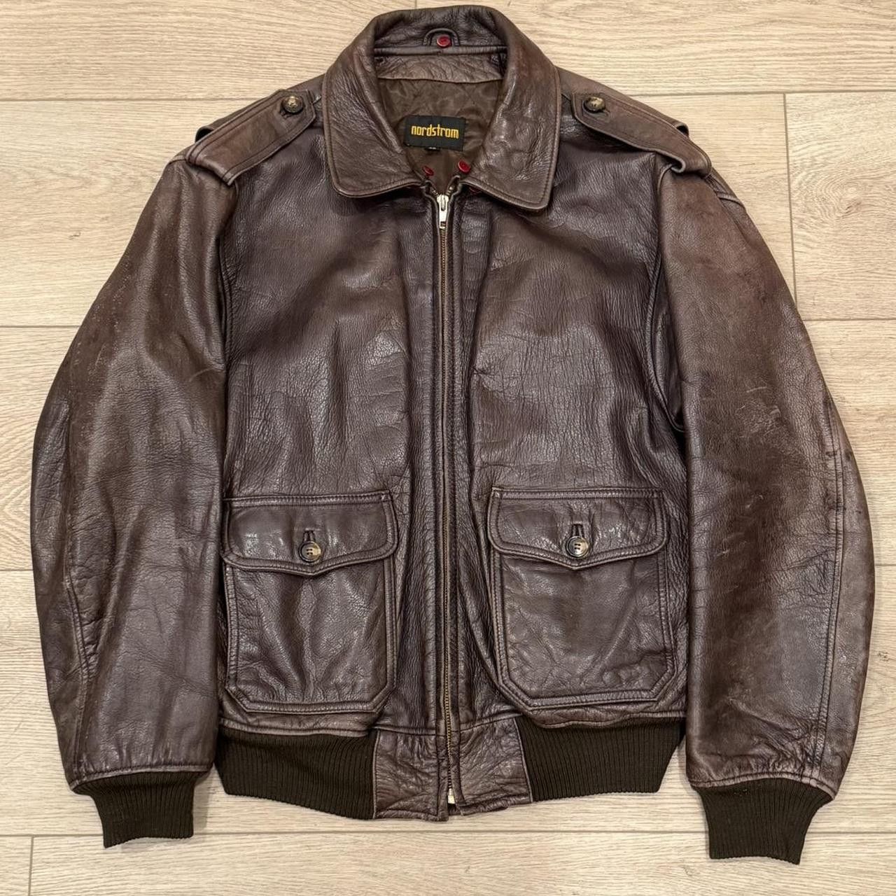Nordstrom Vintage 70s Nordstrom Leather Flight Jacket A-2 Style Bomber Size US L / EU 52-54 / 3 - 2 Thumbnail