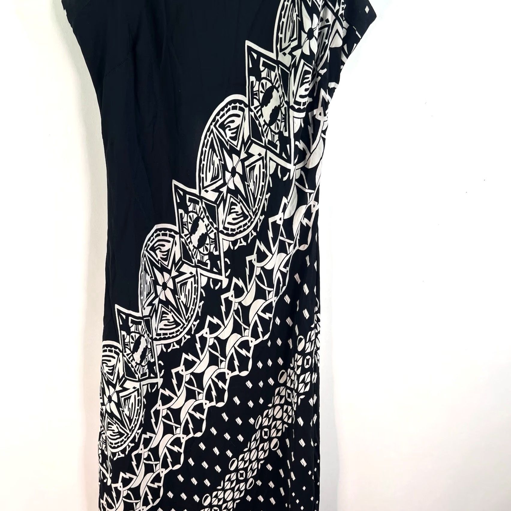 Vintage VINTAGE Peter Nygard Women's Sleeveless Silk Dress Size 14 Geometric Black/White Party Wedding Size XL / US 12-14 / IT 48-50 - 3 Thumbnail