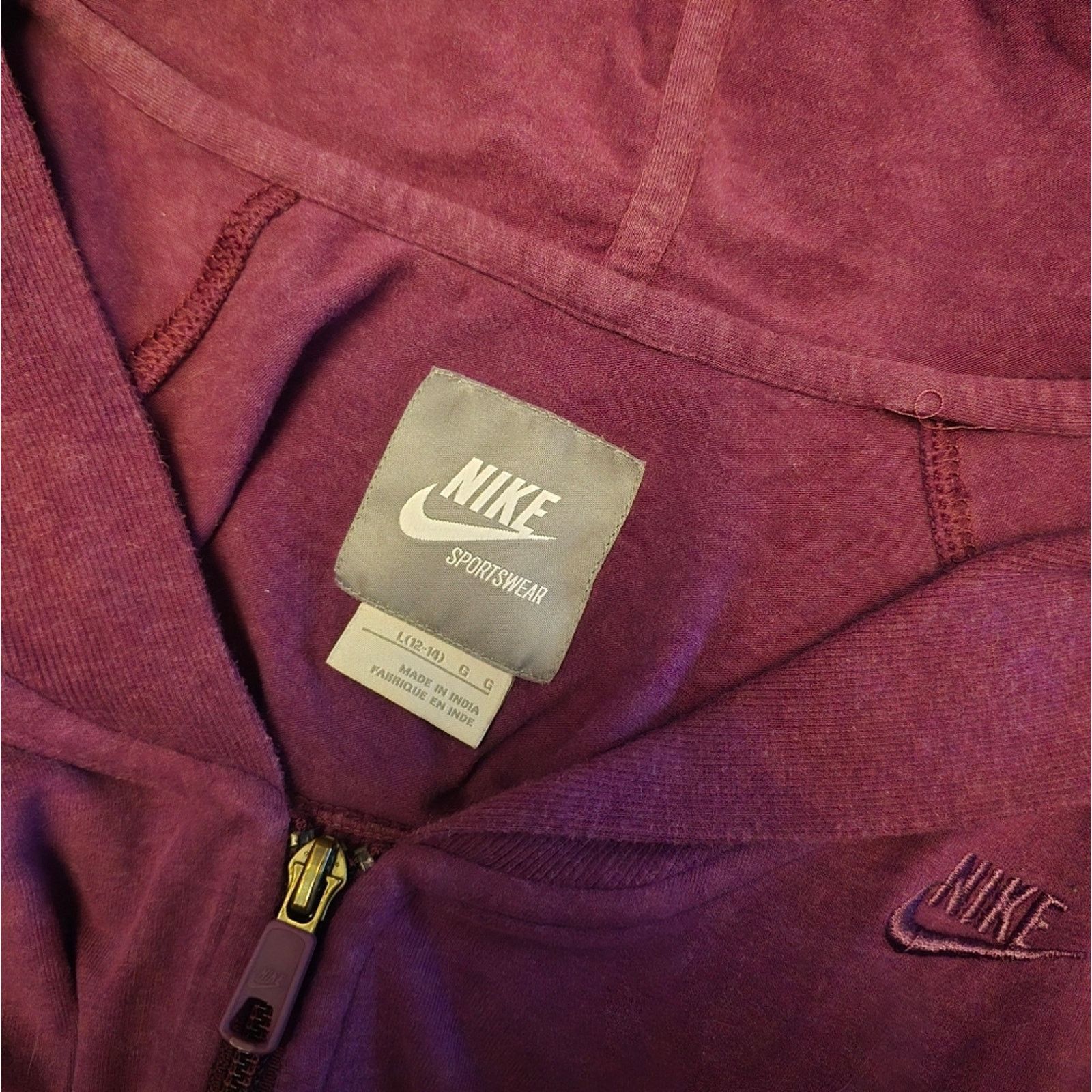 Nike Purple Cropped | NIKE | Athletic Zip Up Size L / US 10 / IT 46 - 3 Thumbnail