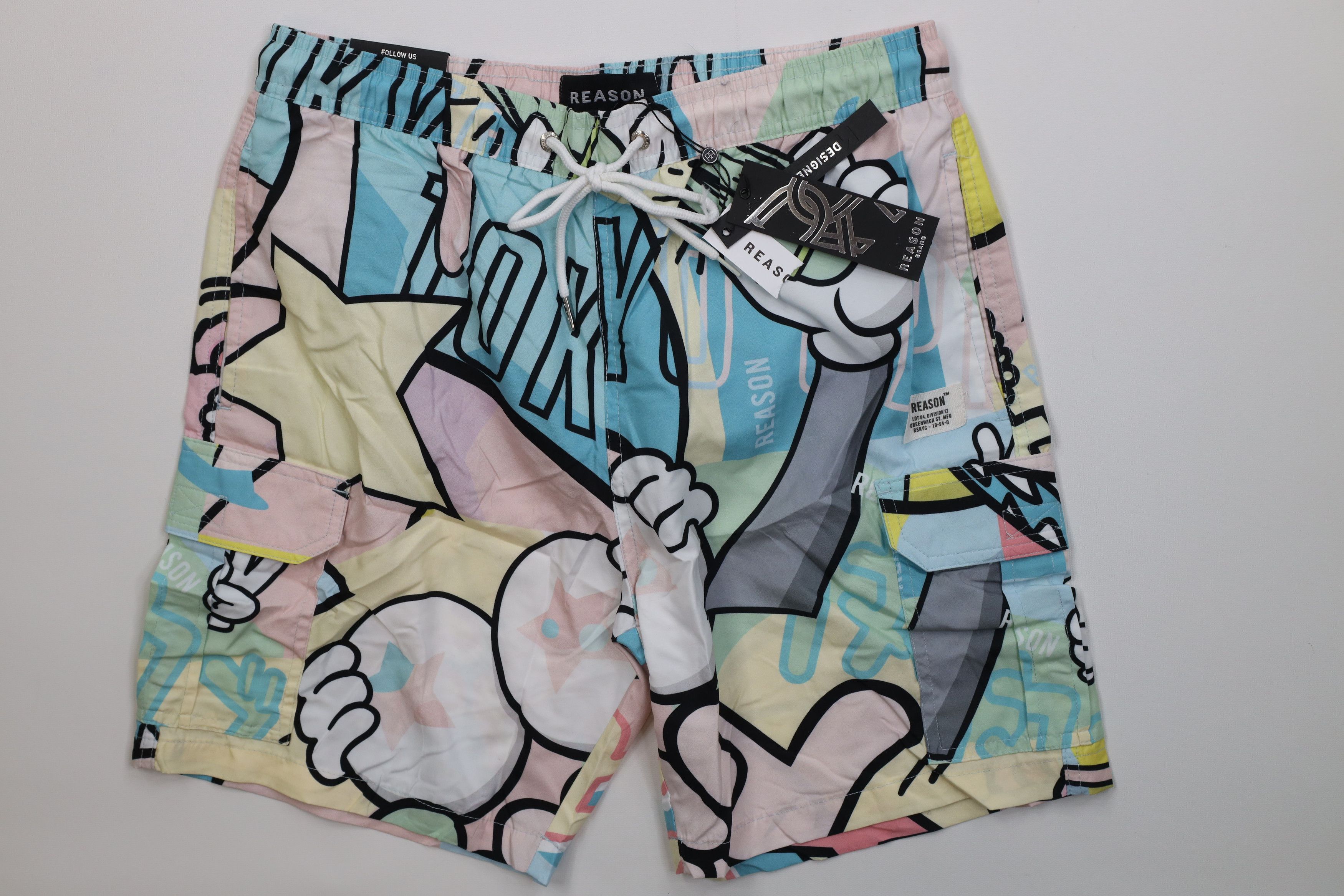 Vintage Deadstock Y2K Streetwear Graffiti Cartoon Lined Cargo Shorts Size US 30 / EU 46 - 1 Thumbnail