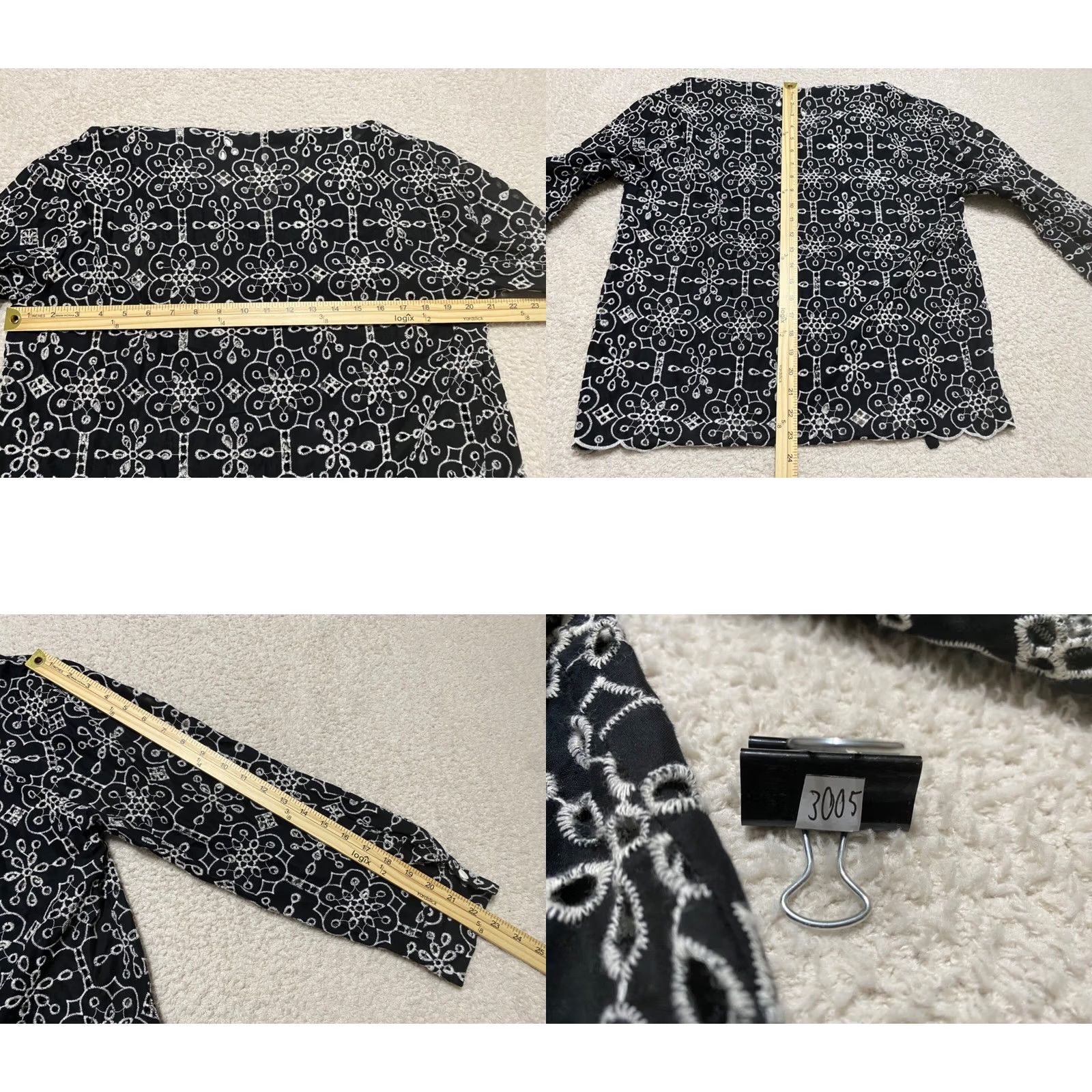 Baum und Pferdgarten Baum und Pferdgarten Shirt Womens sz 40 L/S Black Geometric Organic Cotton Blouse V-Neck Size S / US 4 / IT 40 - 8 Thumbnail