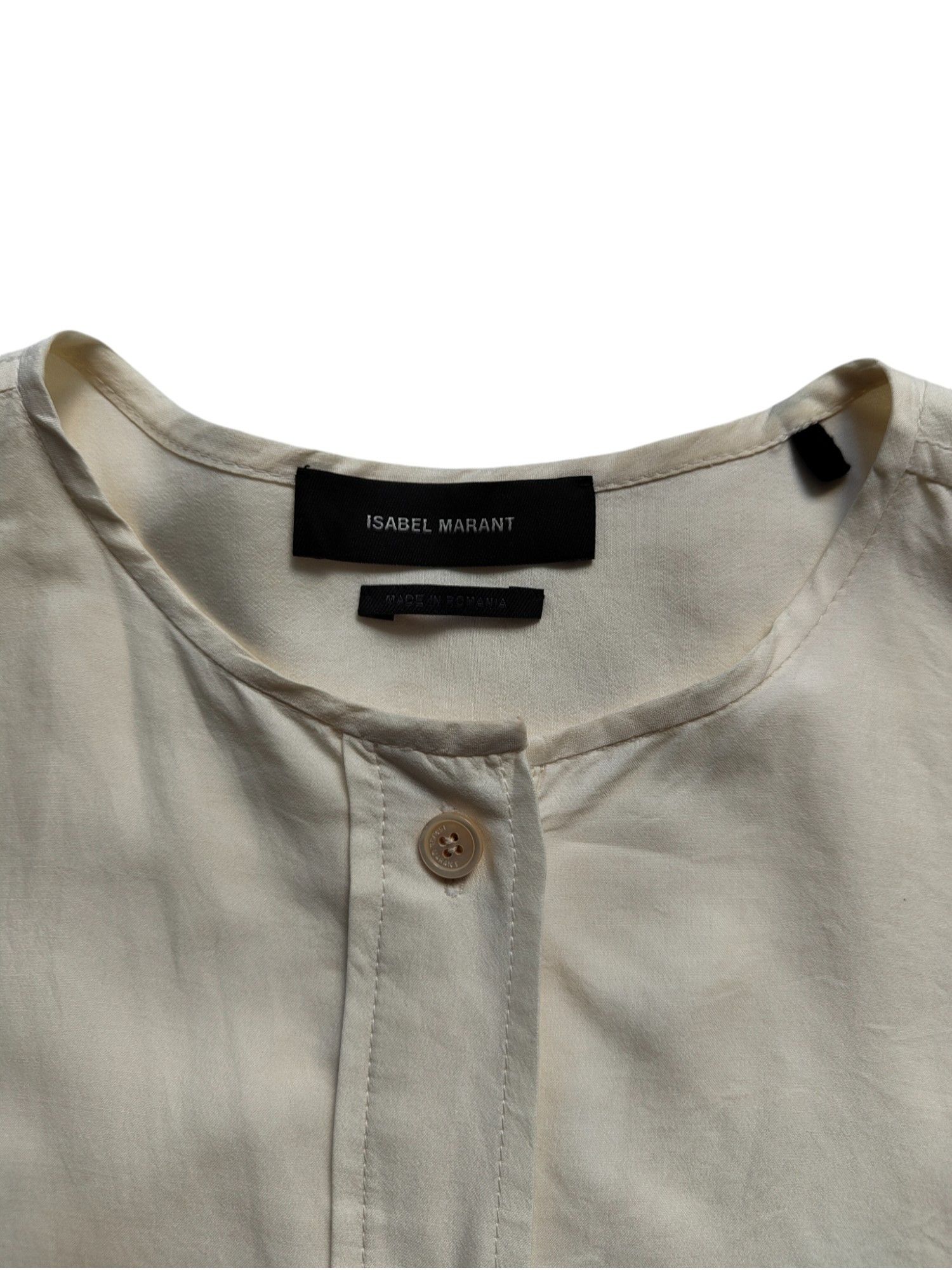 Isabel Marant Creme Cotton Round Neck Blouse Size XS / US 0-2 / IT 36-38 - 3 Thumbnail