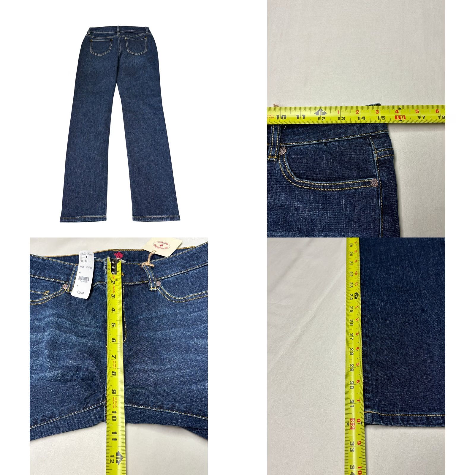Brooks Brothers NWT Brooks Brothers Red Fleece Jeans Dark Indigo Womens 4 W30 L32 Straight Leg 5-Pocket Denim Stretch Pocket Logo Size 27" / US 4 / IT 40 - 8 Thumbnail