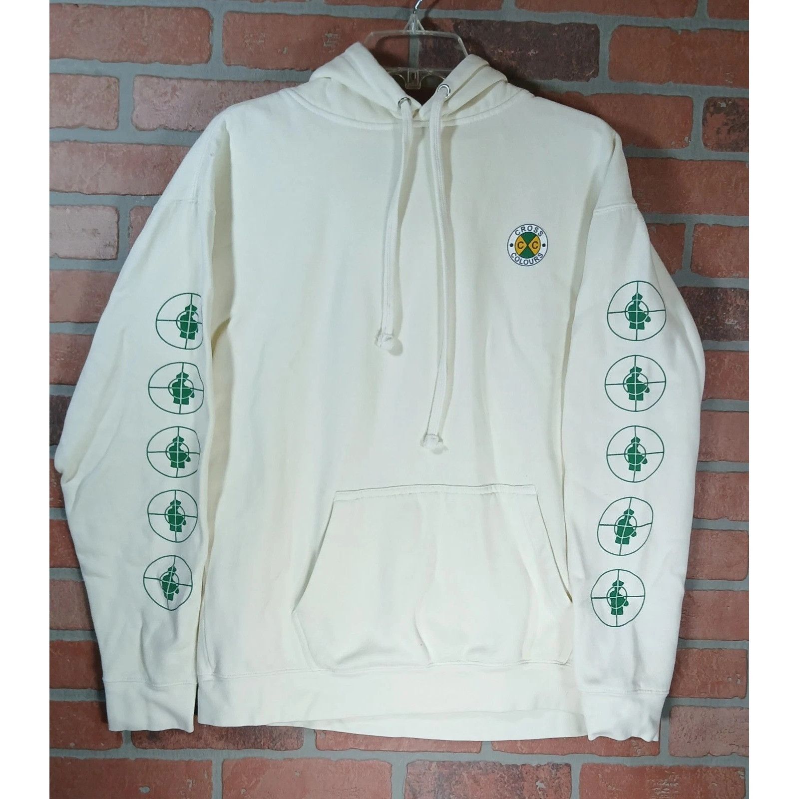 Cross Colours Public Enemy Hoodie Mens Medium Cream Fight th