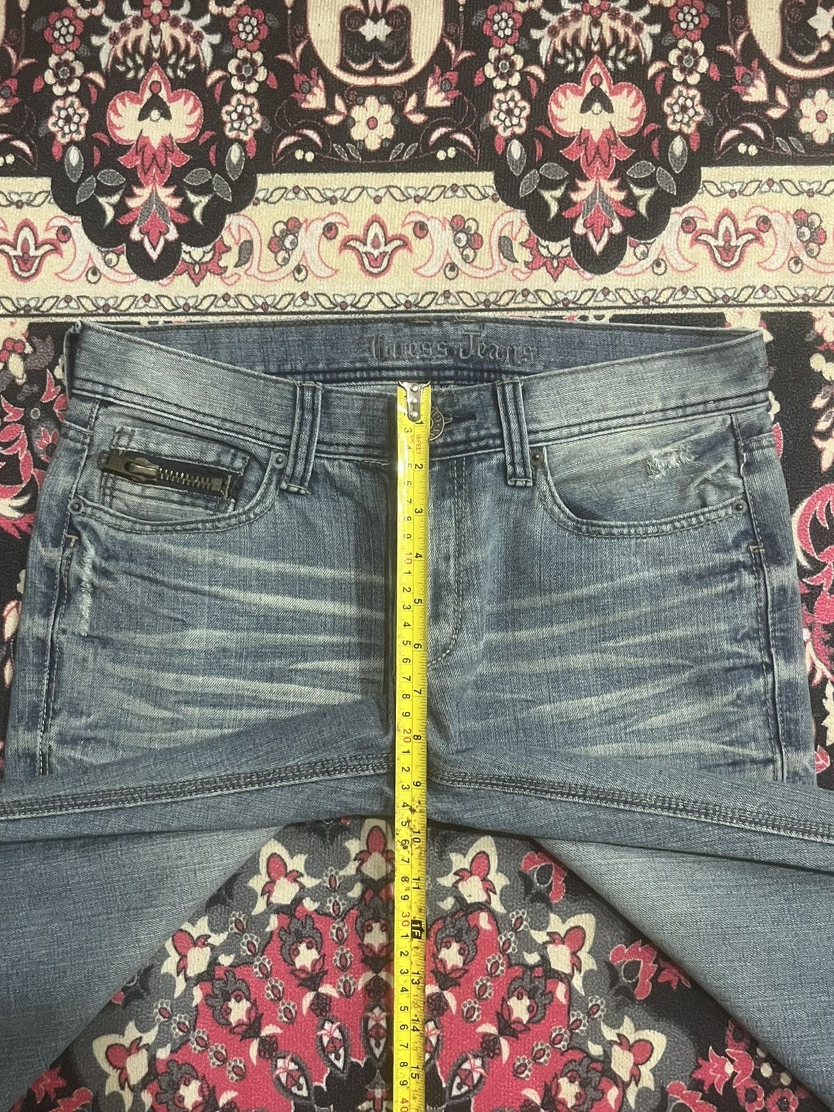 A$AP Rocky × Guess Vintage Guess Dark Grey Washed Whisker Distressed Flare Jean Size US 30 / EU 46 - 12 Thumbnail