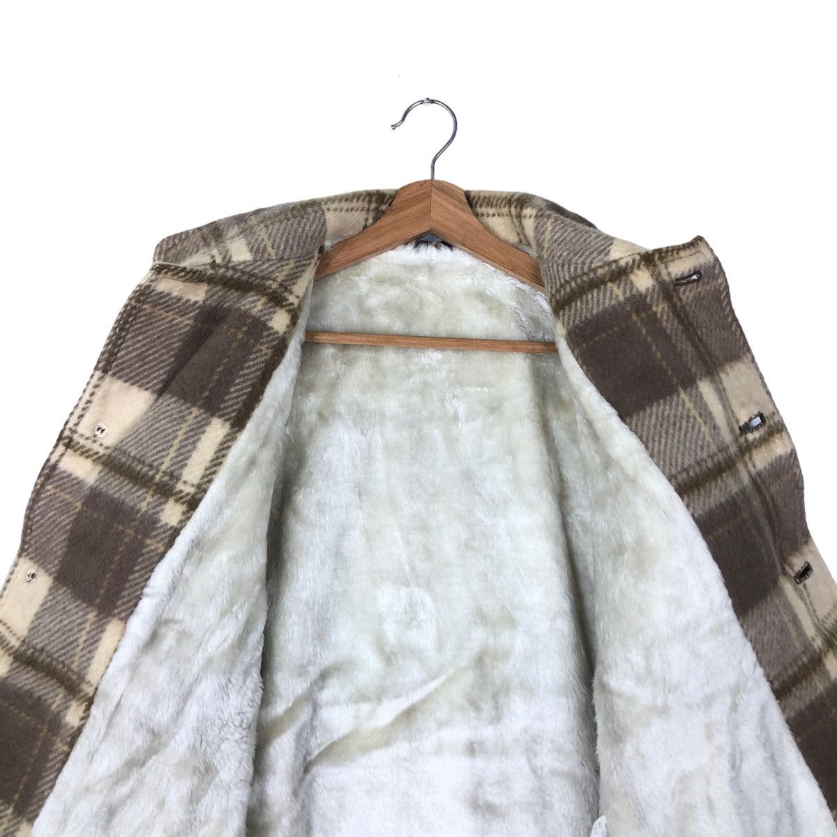 Flannel 🔥VINTAGE FLANNEL JACKET TARTAN DESIGN WOOL MINK FUR LINING Size US L / EU 52-54 / 3 - 10 Thumbnail