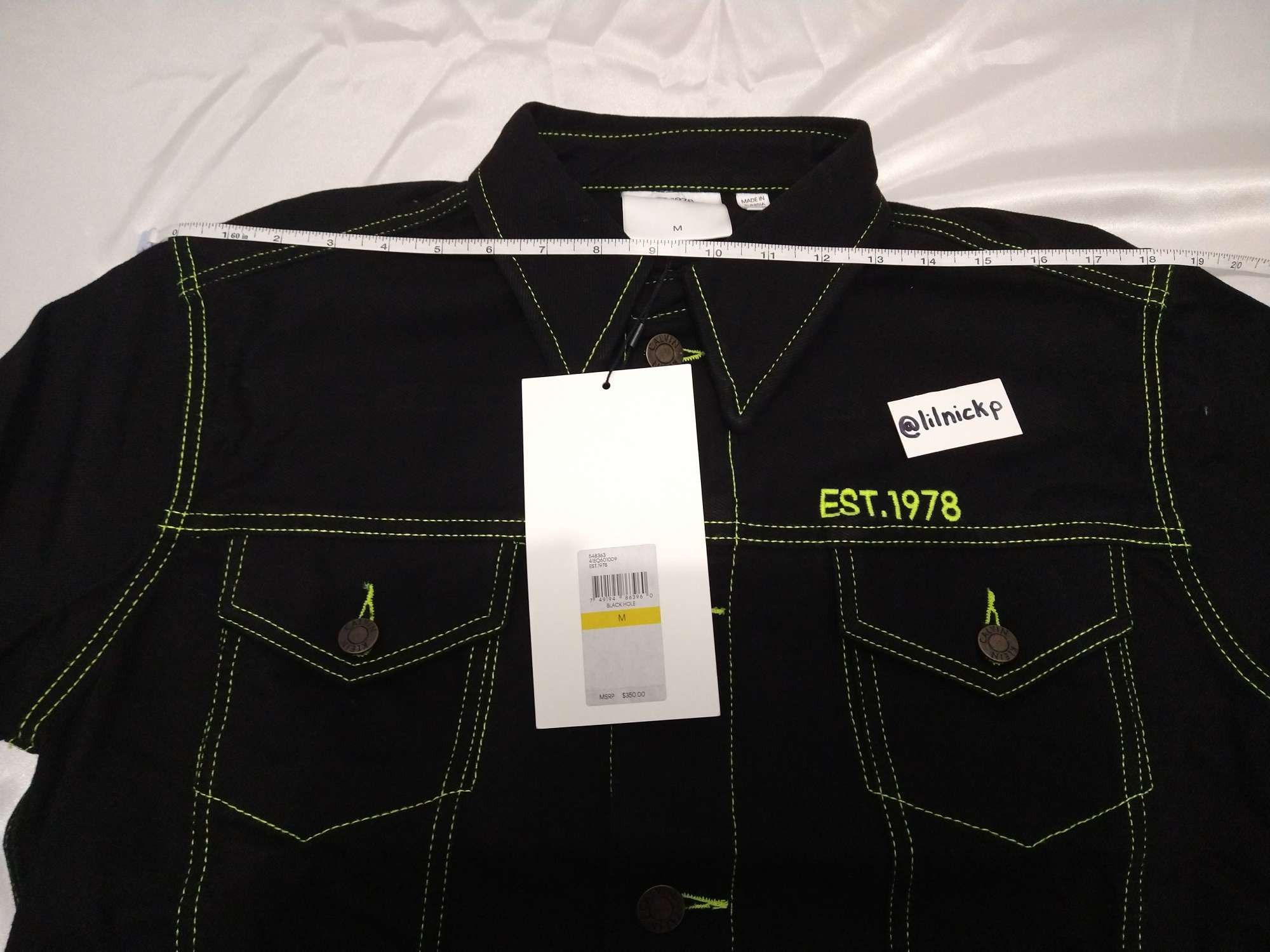 Calvin Klein 205W39NYC EST. 1978 Black Hole Denim Trucker Jacket Size US M / EU 48-50 / 2 - 6 Thumbnail