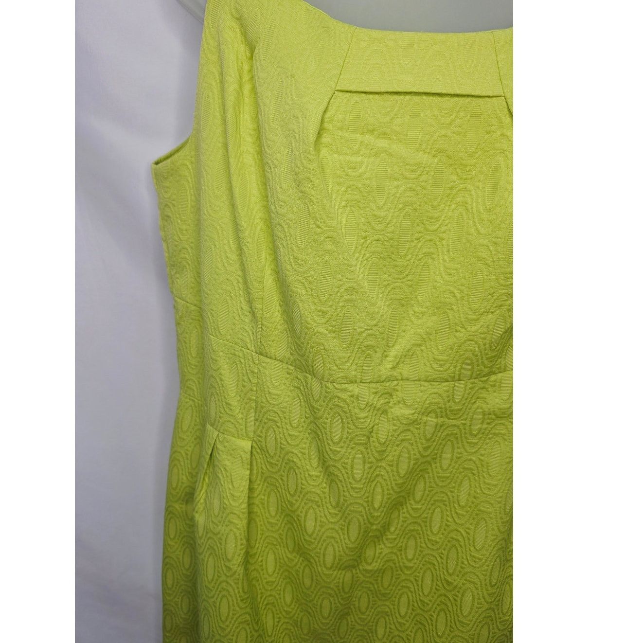 Other K Studio Lime Green Retro Jacquard Pleated Shift Dress Size XXL / US 16-18 / IT 52-54 - 4 Thumbnail