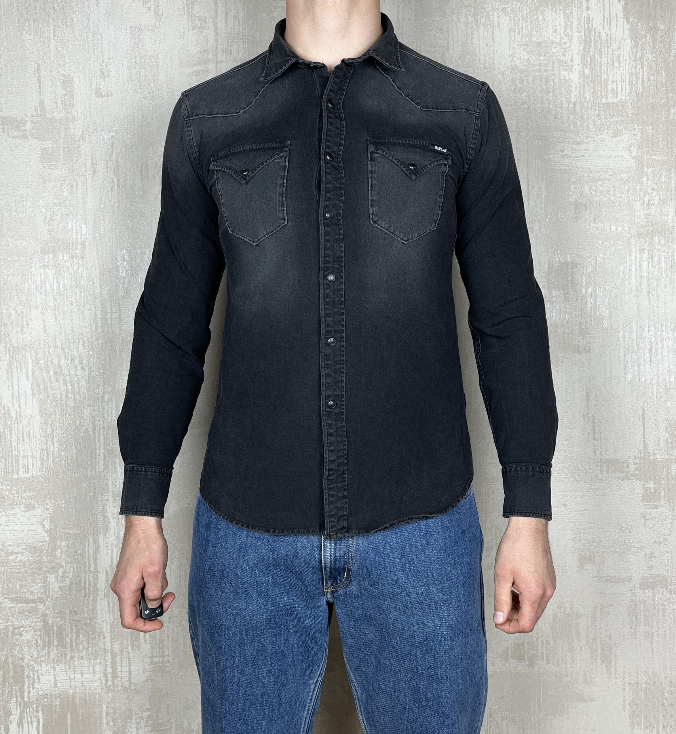 Replay Replay Hyperflex Western Pearl Snap Denim Shirt Slim Fit Size US M / EU 48-50 / 2 - 3 Thumbnail