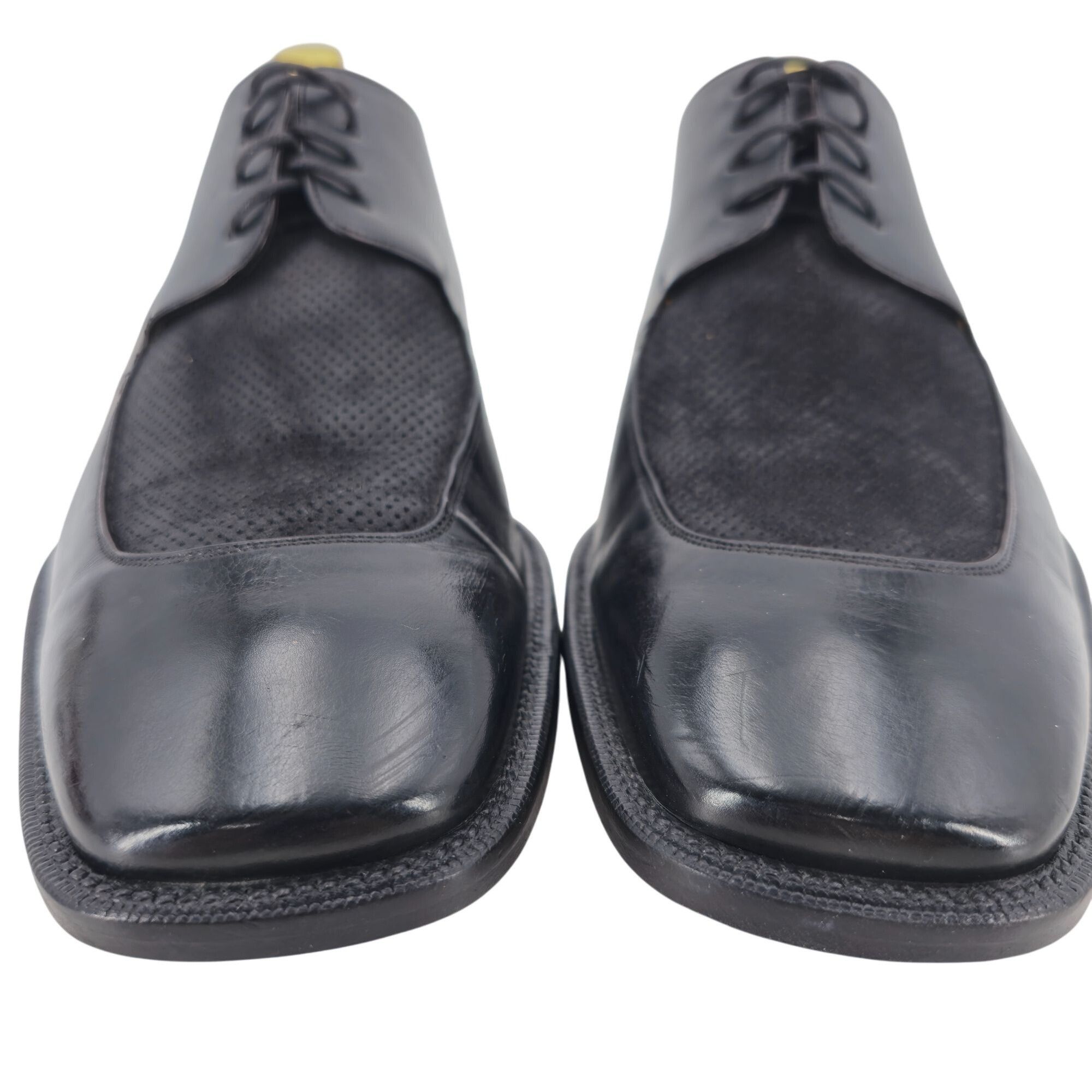 Mezlan Mezlan Spain Mens 12 Black Leather Suede Dress Shoes Derby Size US 12 / EU 45 - 3 Thumbnail