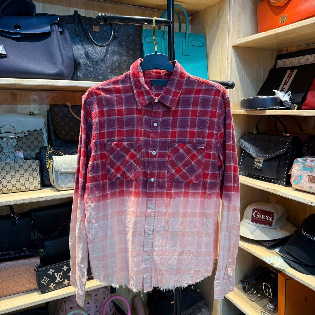 Amiri AMIRI RAW BLEACH RED FLANNEL BUTTON-UP - IT46 Size US S / EU 44-46 / 1 - 1 Thumbnail