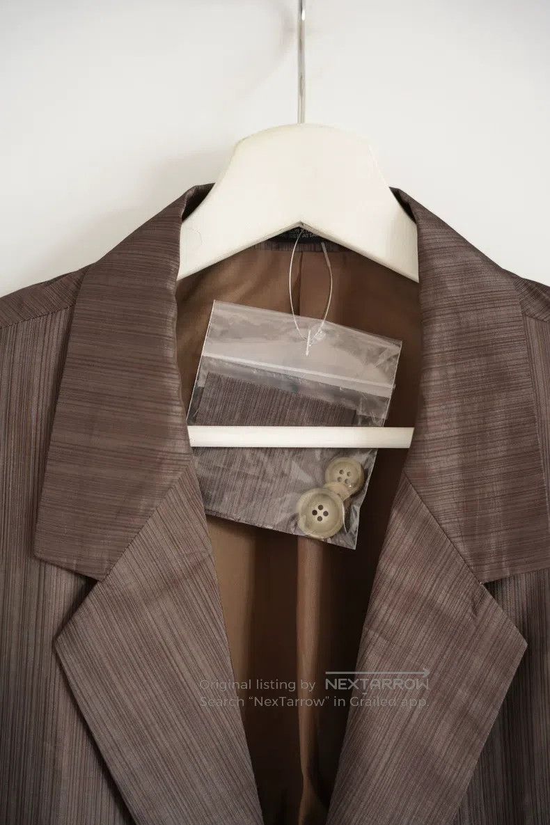 Yohji Yamamoto Yohji Yamamoto size s 92ss brown striped paper blazer Size 38R - 4 Thumbnail