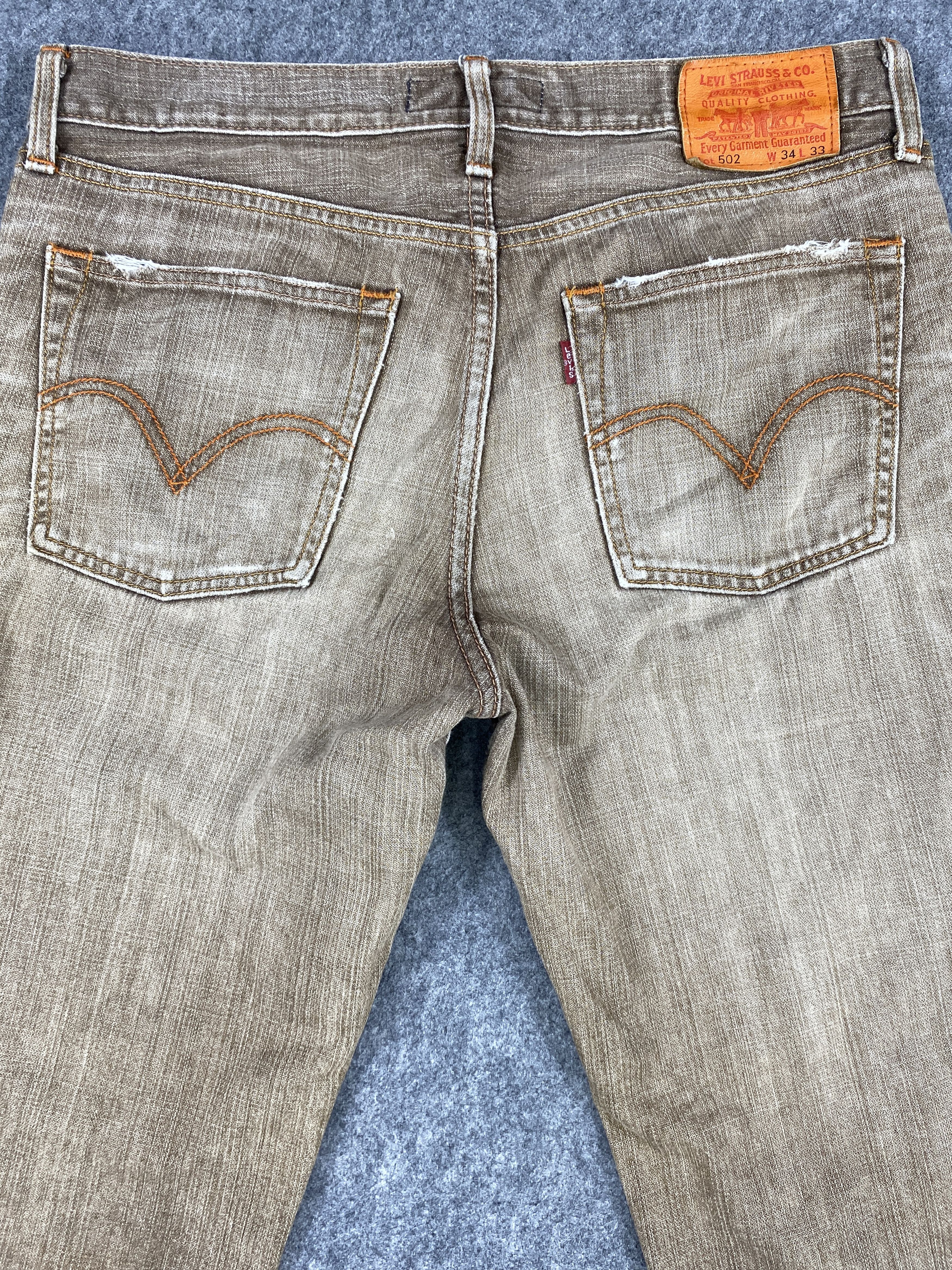 Levi's Distressed Brown Levi's 502 Jeans 35x29.5 Denim -SJ062 Size US 33 - 4 Thumbnail