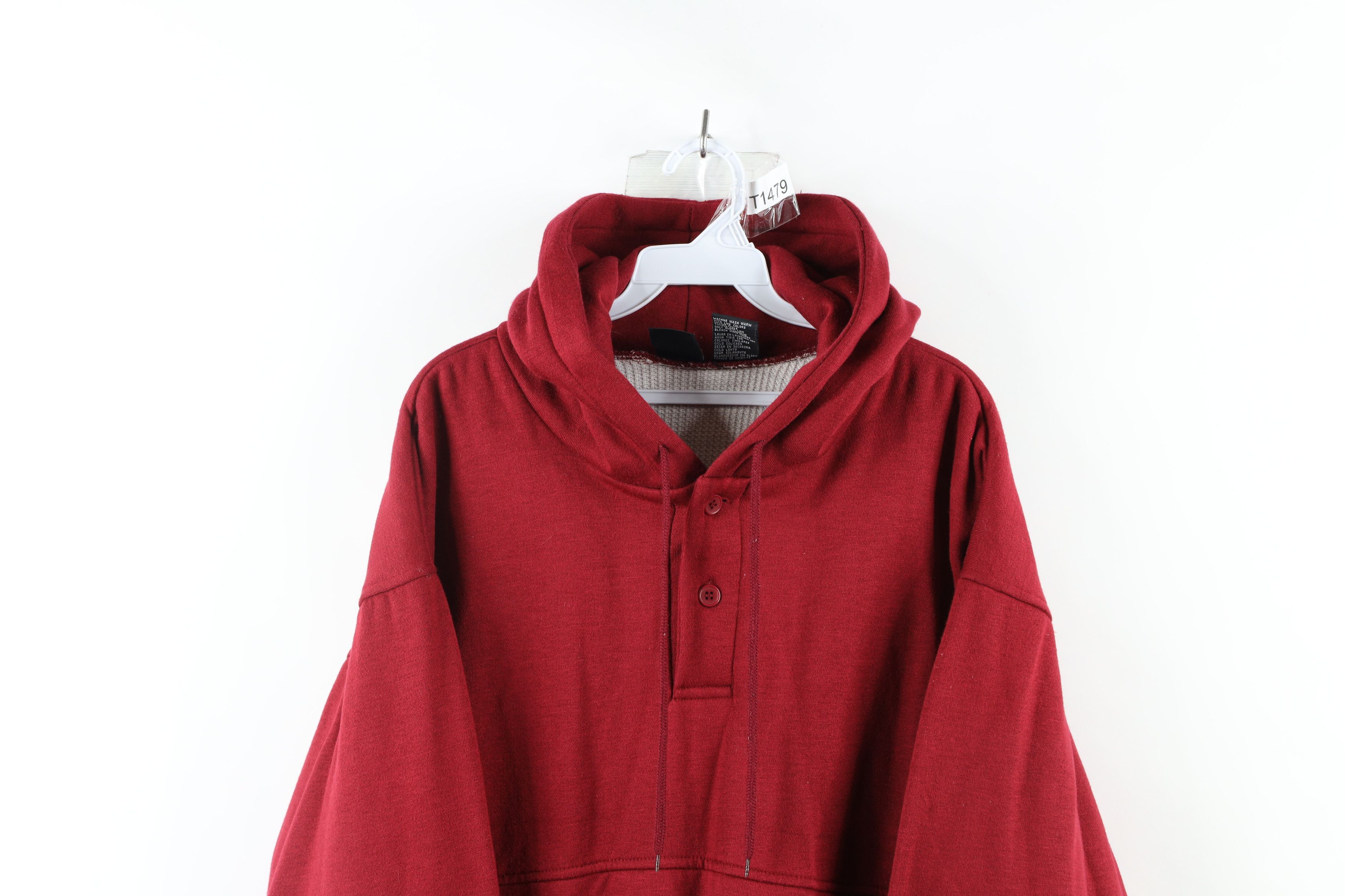 Vintage Vintage 90s Streetwear Knit Lined Heavyweight Hoodie Red Size US L / EU 52-54 / 3 - 2 Thumbnail