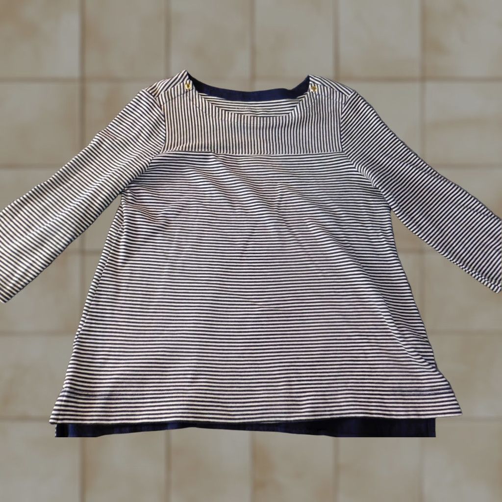 Croft & Barrow Croft & Barrow Blouse Womens Large Blue Striped Pullover Top Size L / US 10 / IT 46 - 1 Thumbnail