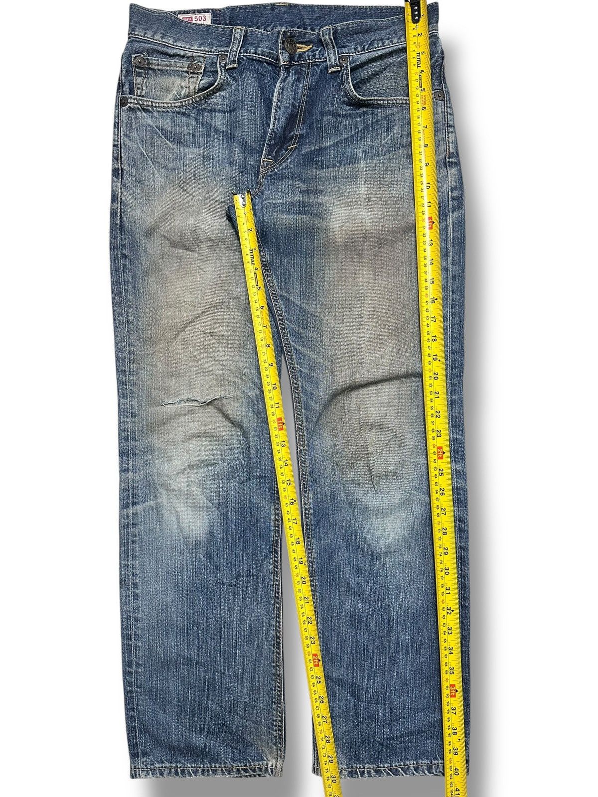 Edwin Edwin 503 Premium Straight Leg Japan Jeans Distressed Faded Size US 33 - 19 Thumbnail