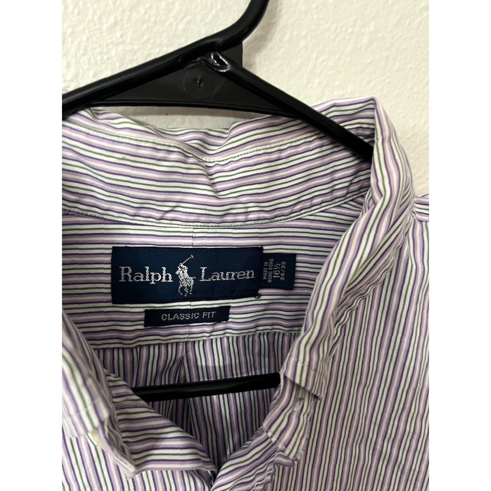 Polo Ralph Lauren VINTAGE Polo Ralph Lauren Dress Shirt Mens Regular 16.5 Purple Striped Regent Classic Fit Size 42R - 3 Thumbnail