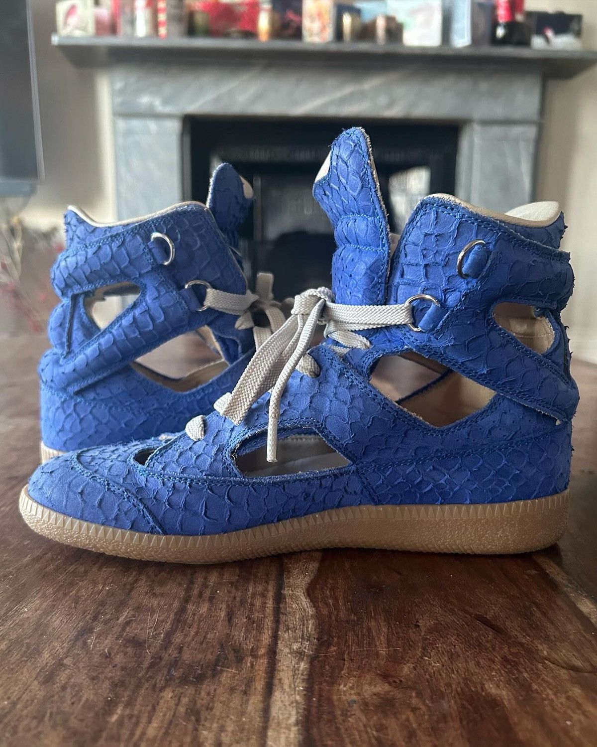 Maison Margiela Maison Margiela Embossed Suede Cut Out Hightop Sneakers Size US 4 / IT 34 - 5 Thumbnail