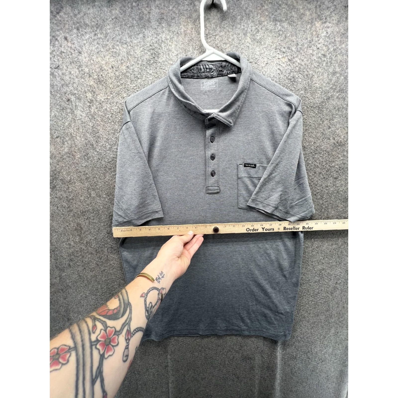 Vintage Exclusively Polo Shirt Mens Large Gray Solid Pocket Pima Cotton Knit Casual Size US L / EU 52-54 / 3 - 3 Thumbnail