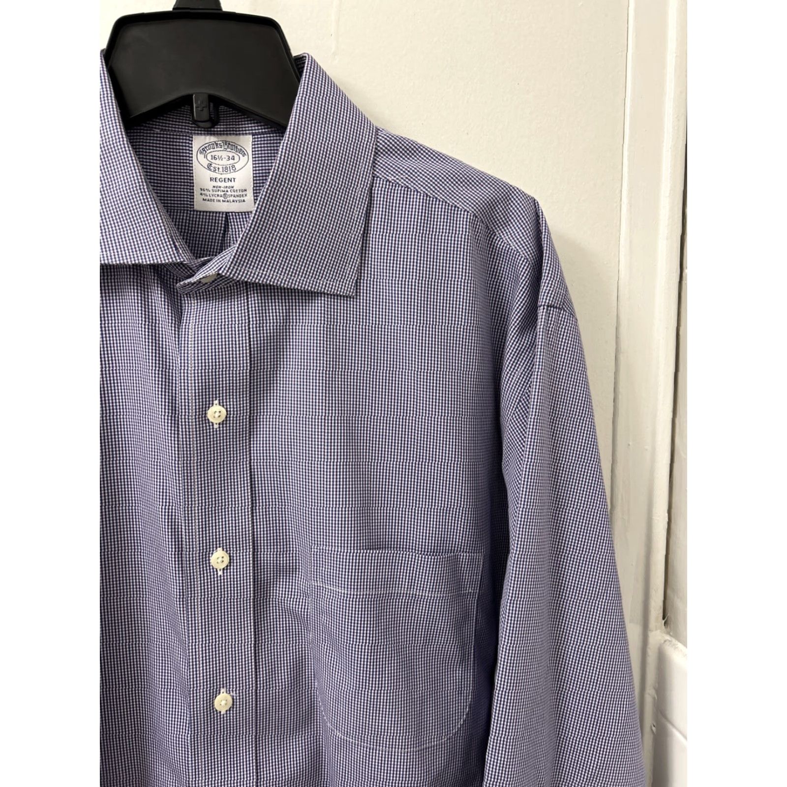 Brooks Brothers Brooks Brothers Regent Shirt Mens 16.5 Blue Red Plaid Non Iron Supima Button Up Size US XL / EU 56 / 4 - 5 Thumbnail