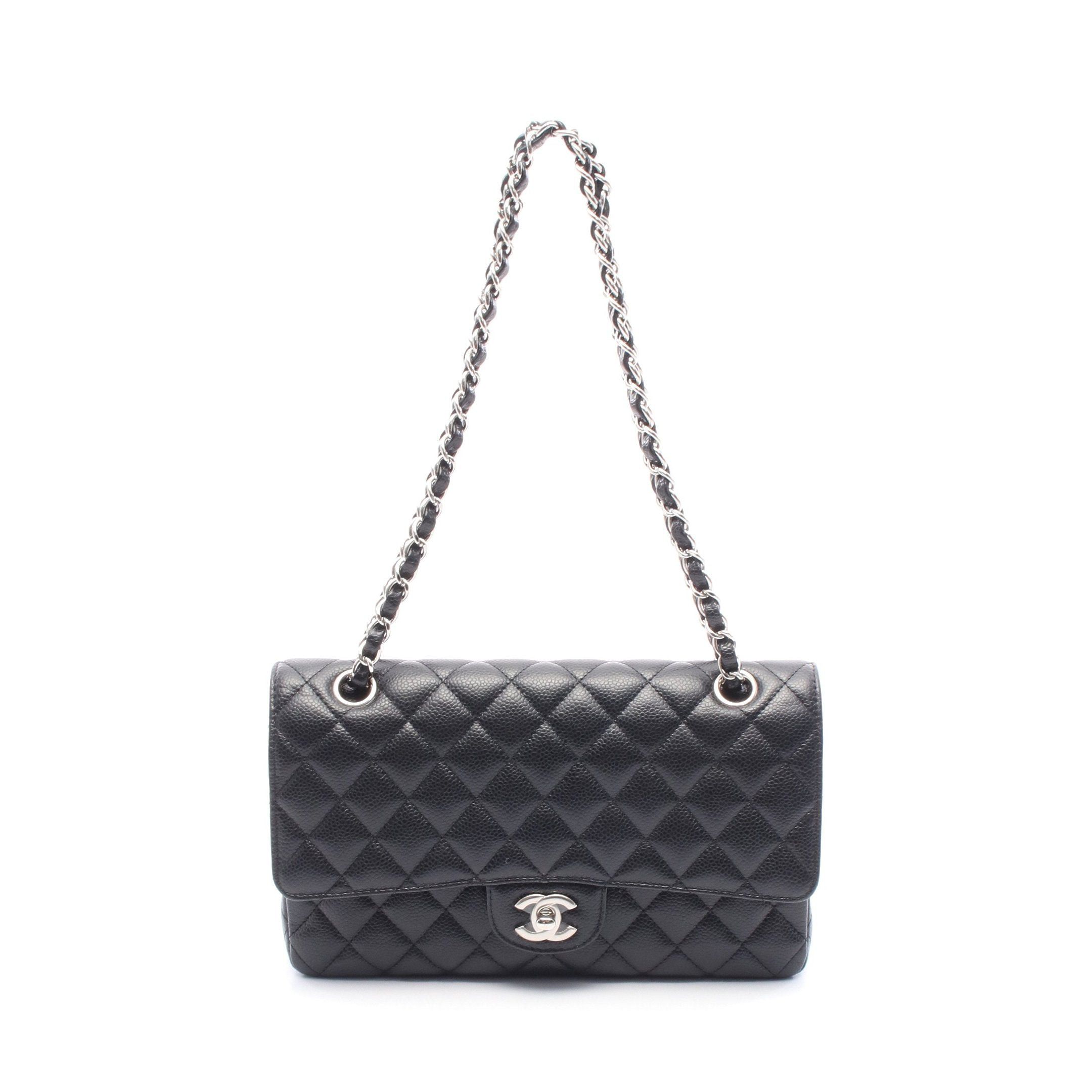 Chanel Chanel Matelasse Double Flap Chain Shoulder Bag Caviar Skin Black Silver Hardware Size ONE SIZE - 1 Thumbnail