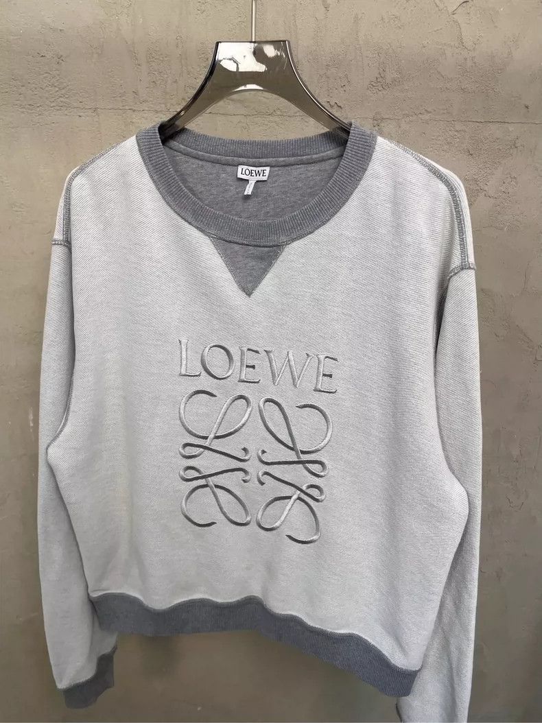 Loewe loewe Gray reverse embroidered logo round-neck sweatshirt 2 Size US M / EU 48-50 / 2 - 3 Thumbnail