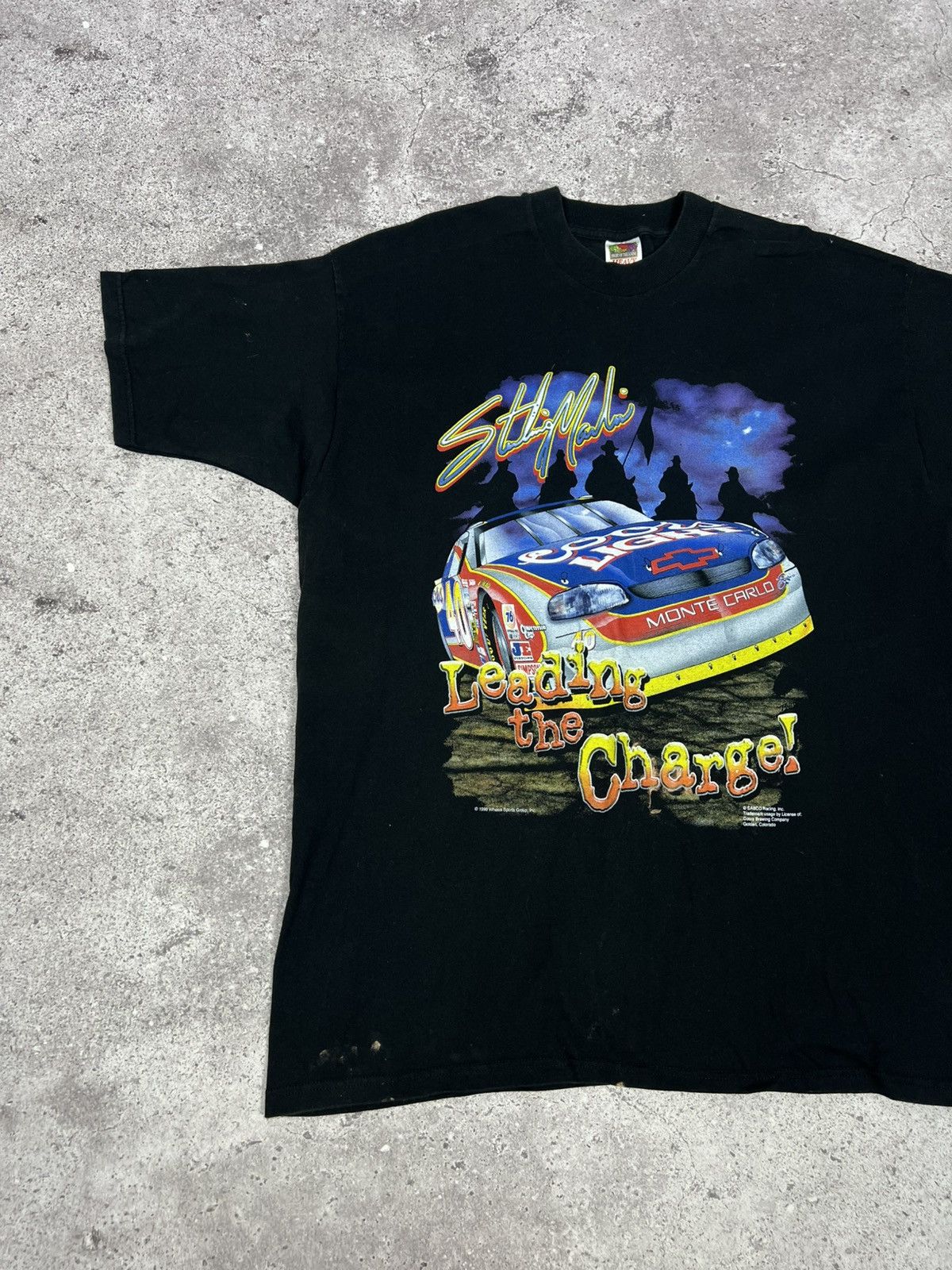 Fruit Of The Loom Vintage 1998 NASCAR Sterling Marlin T-shirt 90s Tee Size US XL / EU 56 / 4 - 2 Thumbnail