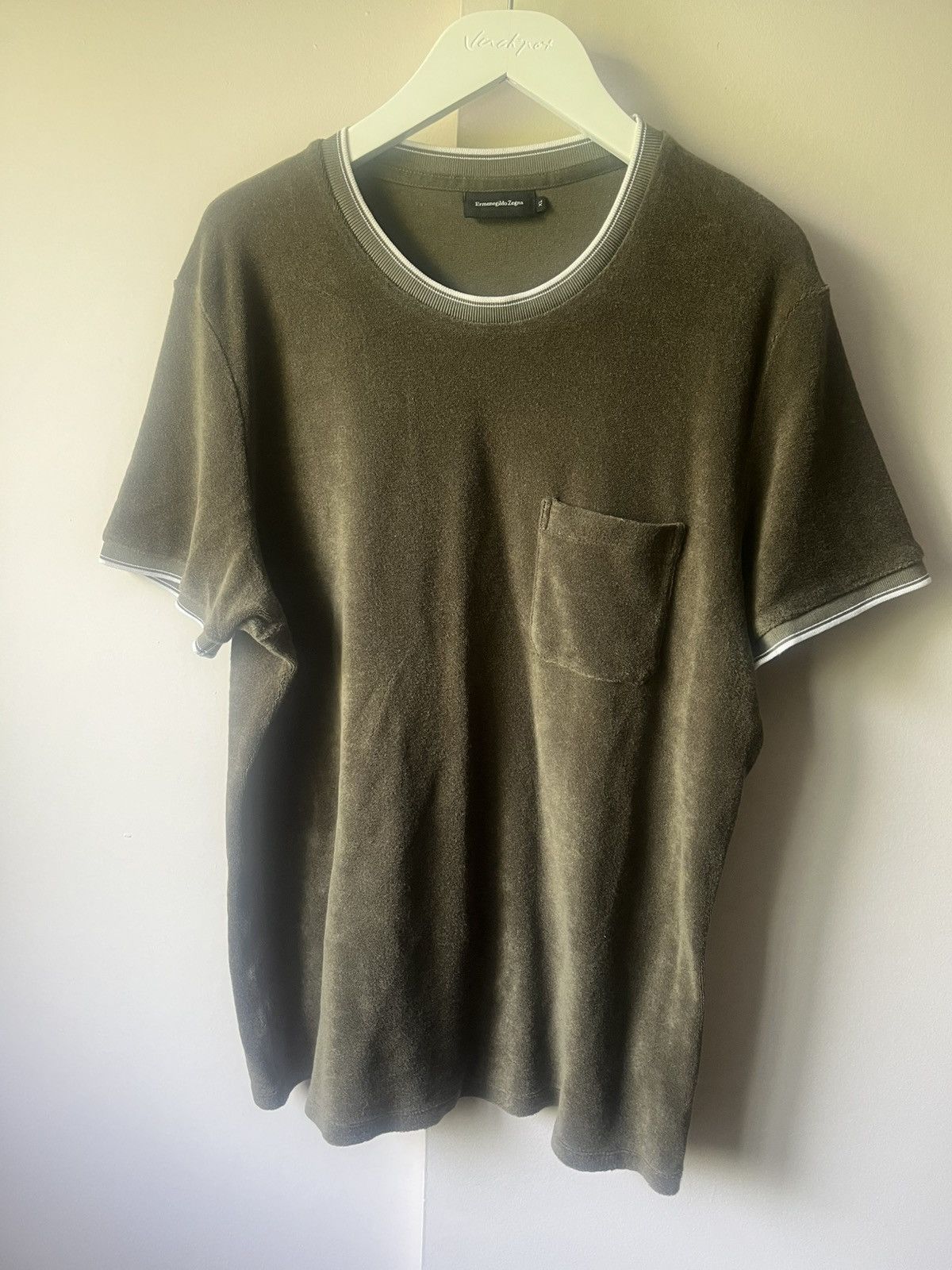 Ermenegildo Zegna Olive Green Short Sleeves pocket Tee