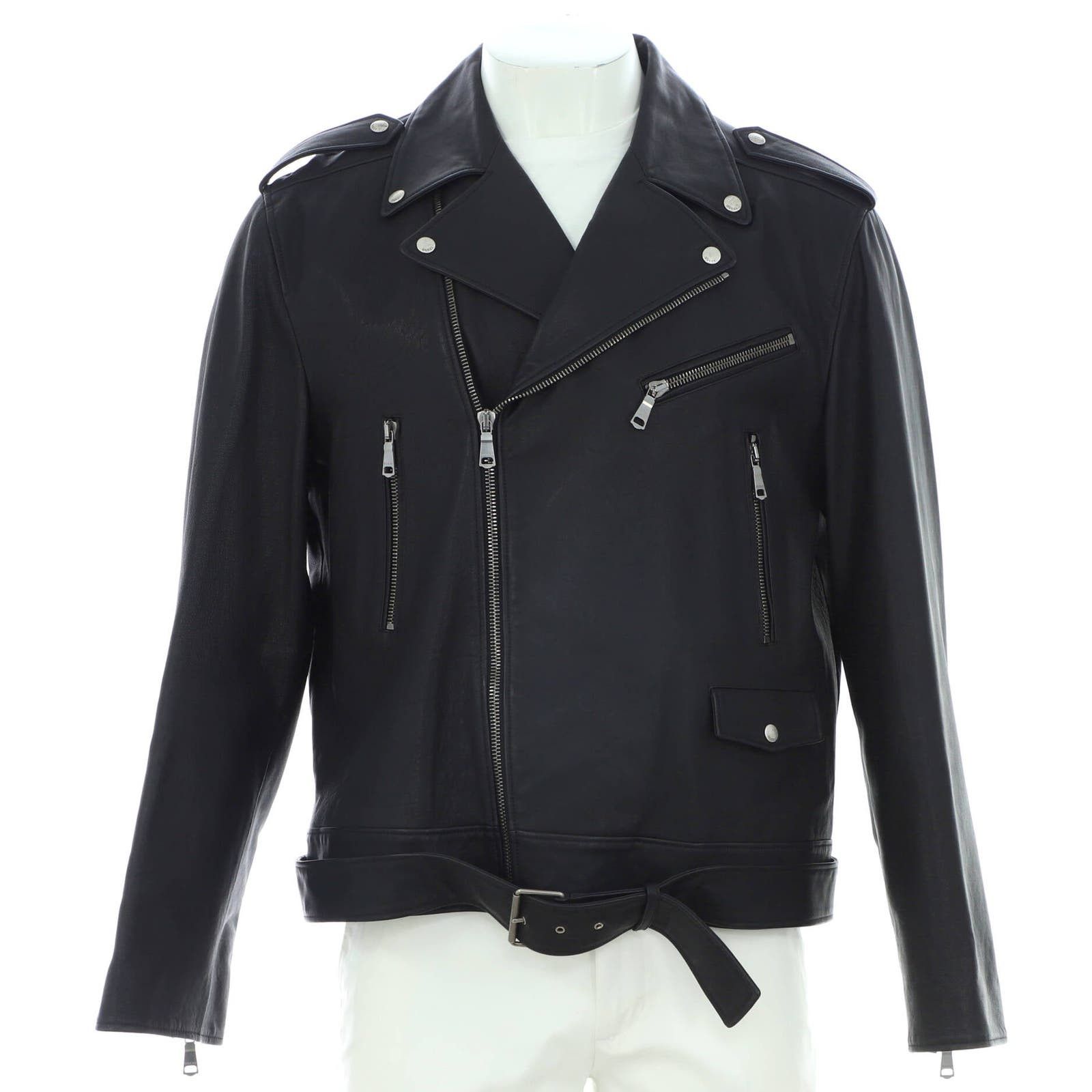 image of Gucci Men's Biker Jacket Leather None in Black (Size 2XL)