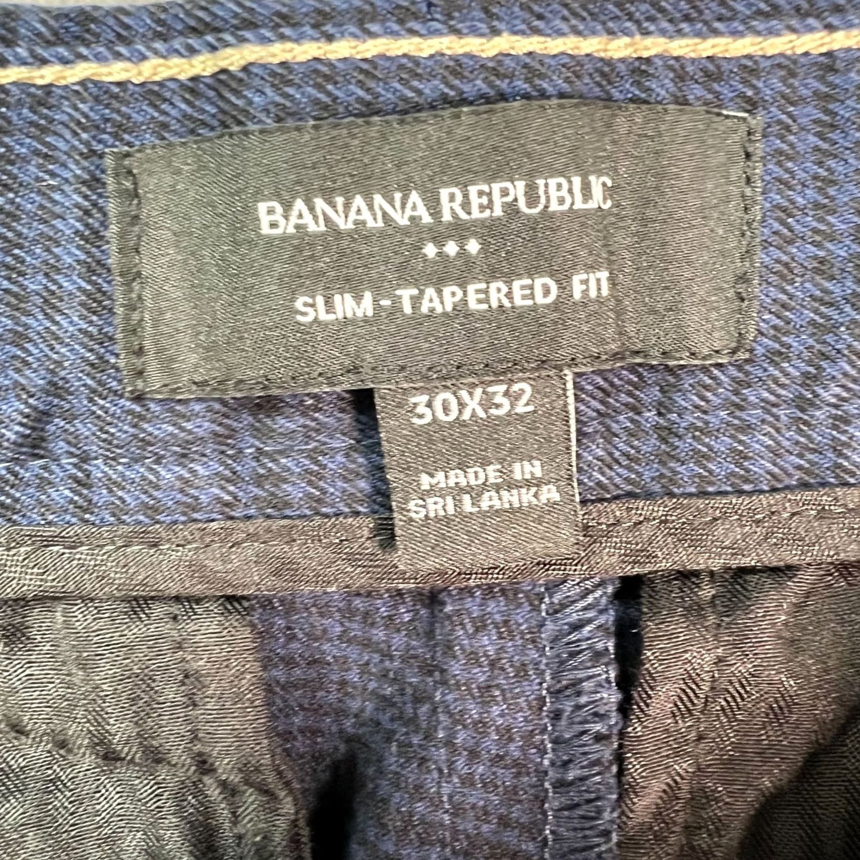 Banana Republic Banana Republic Mens Pants Slim Tapered Fit Navy Plaid Dress Pants 30 x 28 Slim GPA Size US 30 / EU 46 - 3 Thumbnail