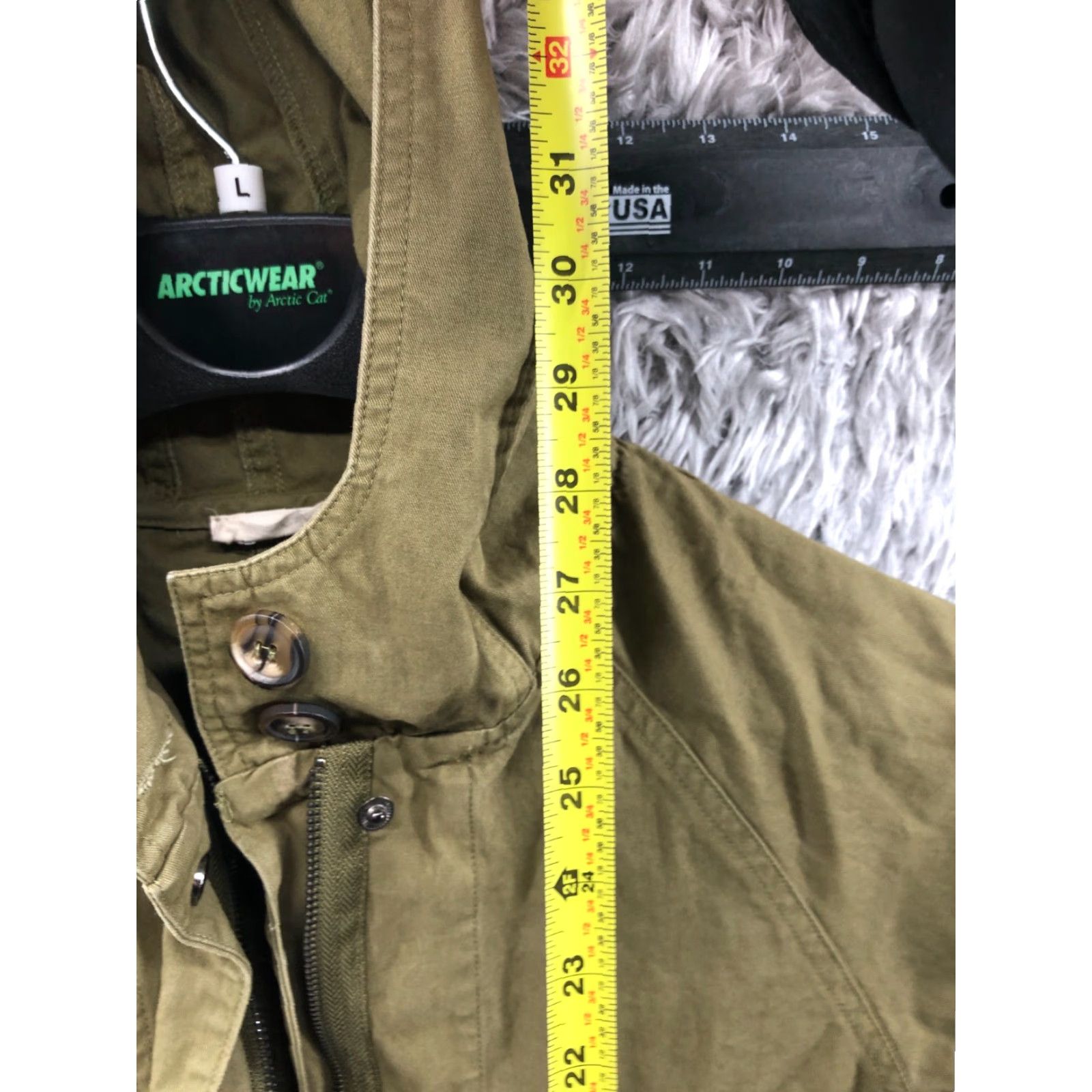 Vintage Sophie Rue Jacket Womens M Green Cinch Waist Pockets Round Neck Zip Woven Coat Top Size M / US 6-8 / IT 42-44 - 5 Thumbnail