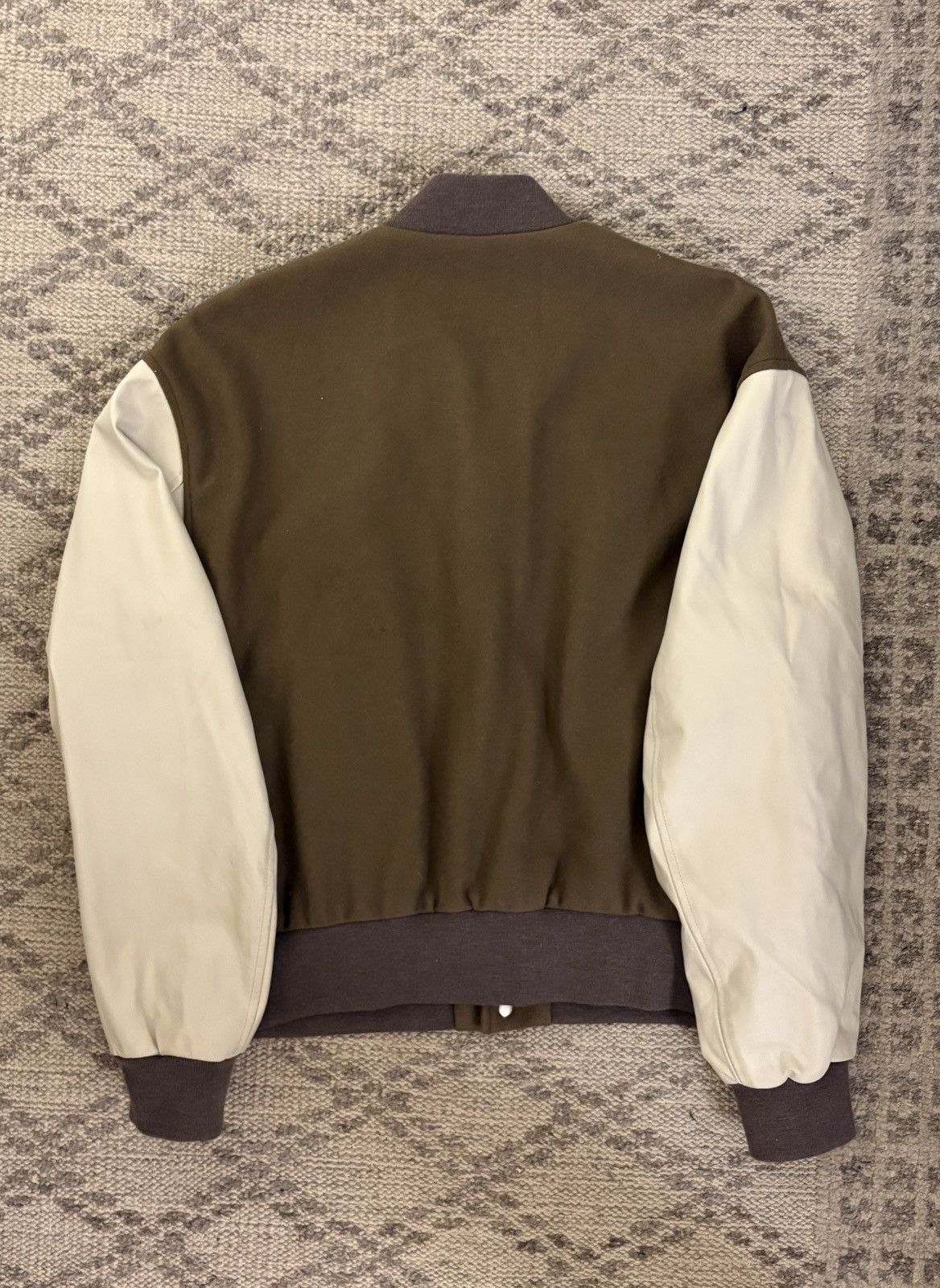 John Elliott John Eliott Cream/Green Leather Varsity Jacket - Size Medium Size US M / EU 48-50 / 2 - 2 Thumbnail