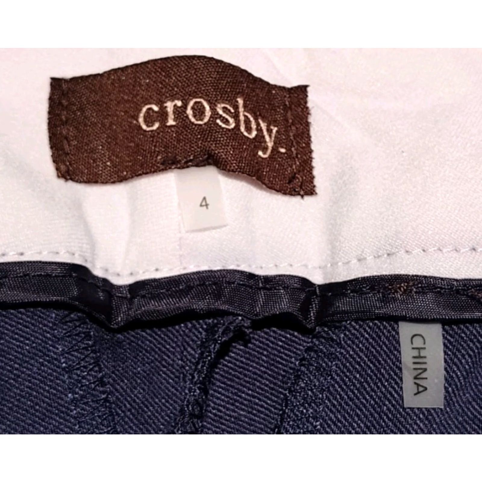 Vintage Crosby Pants Womens 4 Blue/Gray Stretch Flat Front Chino Dress Slacks 30x28 Size 27" / US 4 / IT 40 - 6 Thumbnail