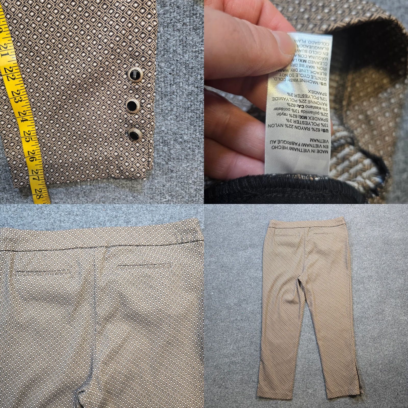Vintage Chicos Pants Women Size 16 Beige Black Tapered Pull On Dress Pants Career Classic Size 38" / US 16 / IT 52 - 8 Thumbnail