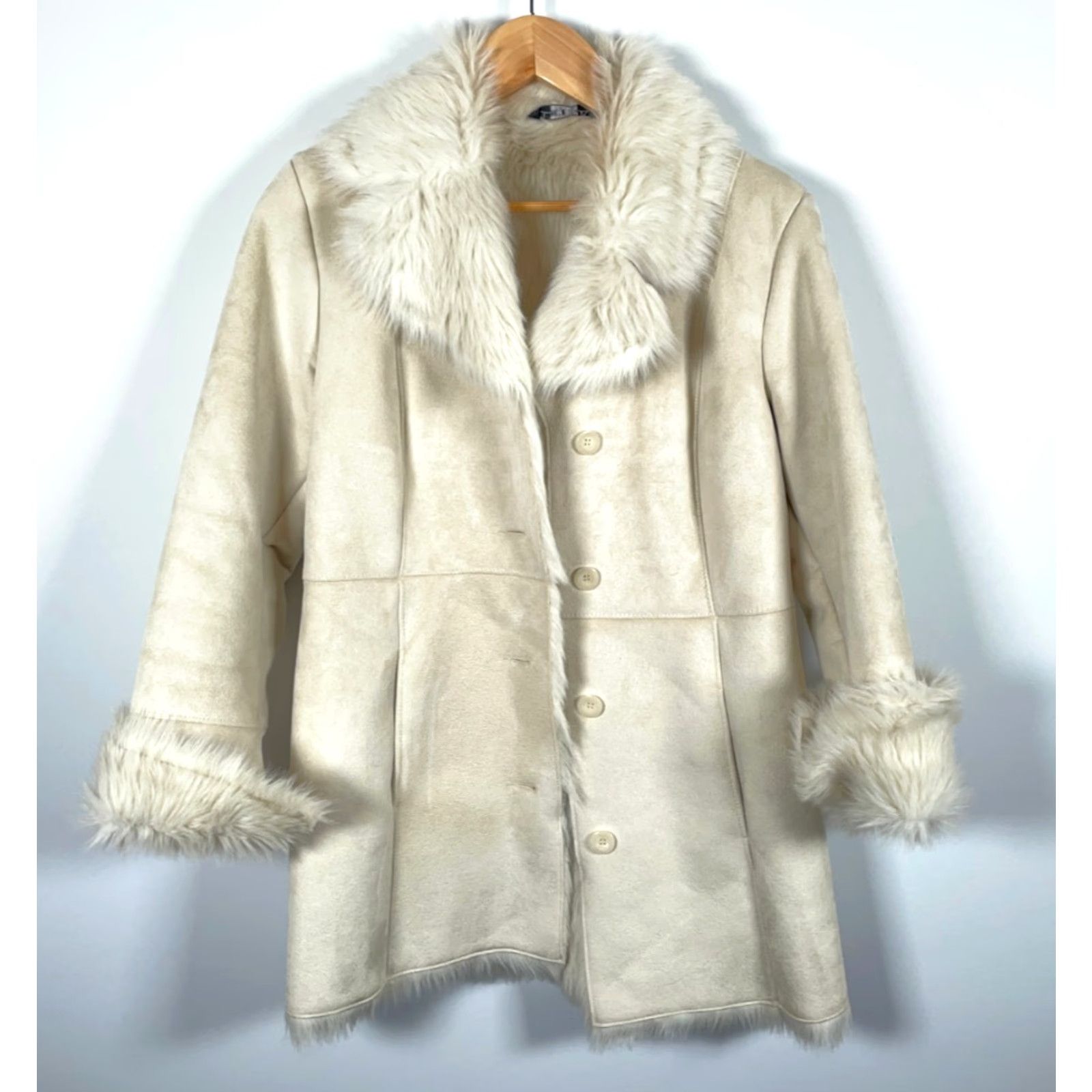 Vintage VINTAGE MixIt Penny Lane Style Coat Women's Medium Off-White Faux Fur Trim Retro Mod Size M / US 6-8 / IT 42-44 - 2 Thumbnail