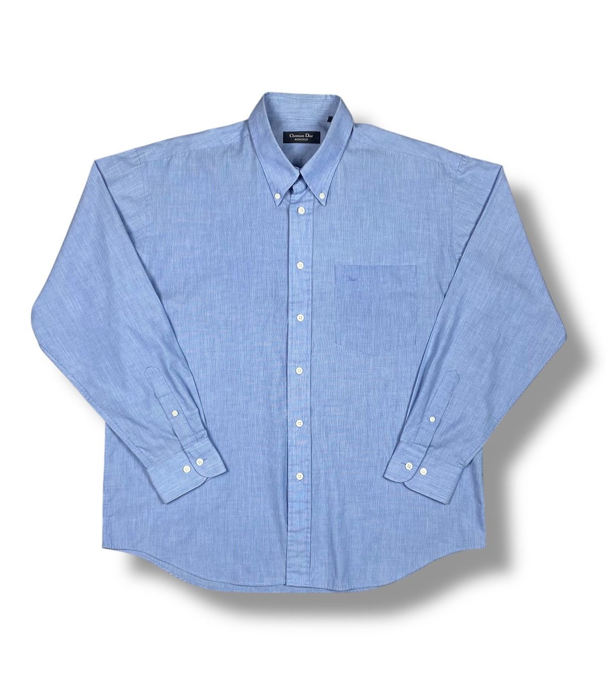 Dior Christian Dior Monsieur Blue Button Down Shirt Size 17 XL Size US XL / EU 56 / 4 - 1 Thumbnail