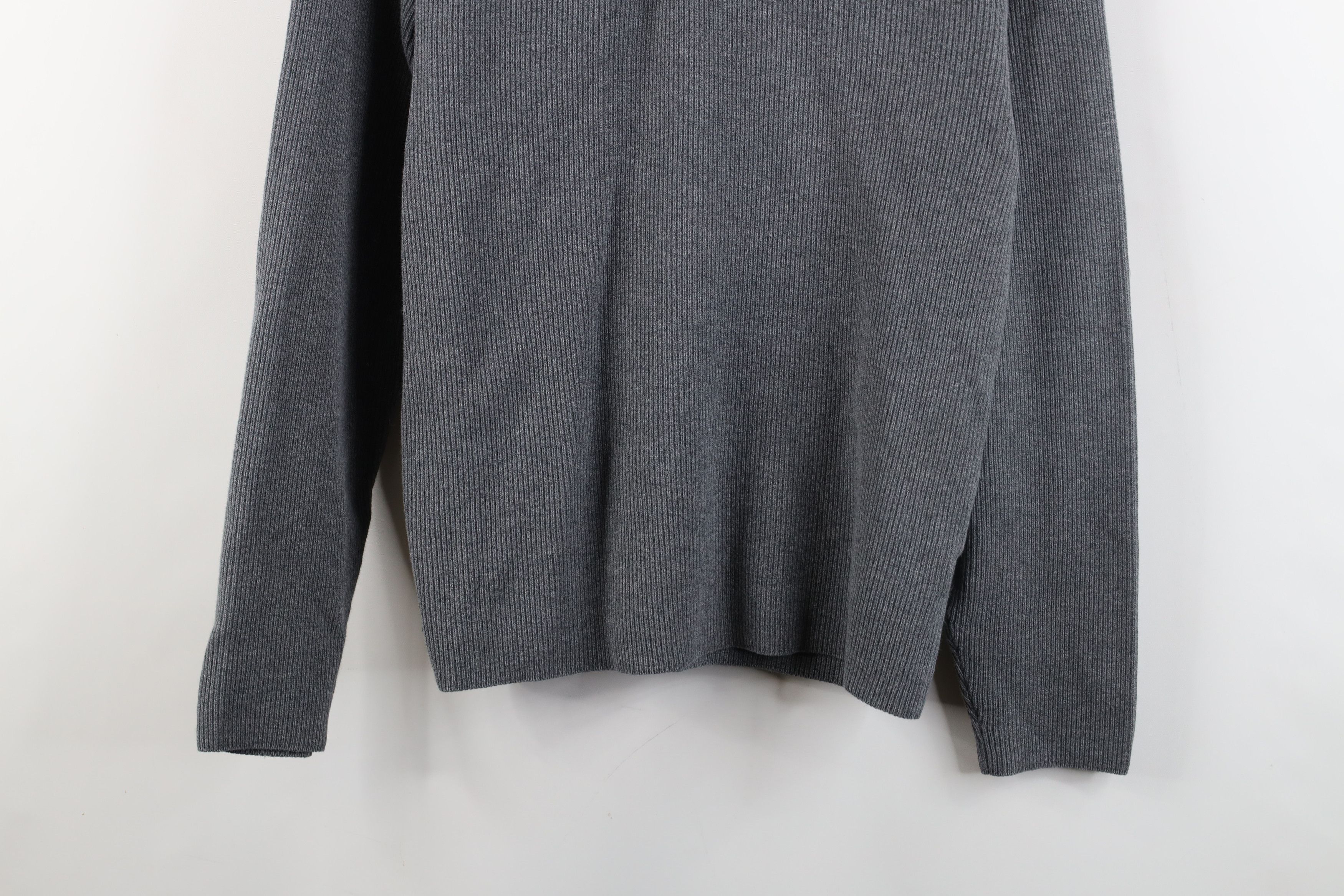 Eddie Bauer × Vintage Vintage 90s Eddie Bauer Ribbed Knit Long Sleeve Polo Gray Size US M / EU 48-50 / 2 - 3 Thumbnail