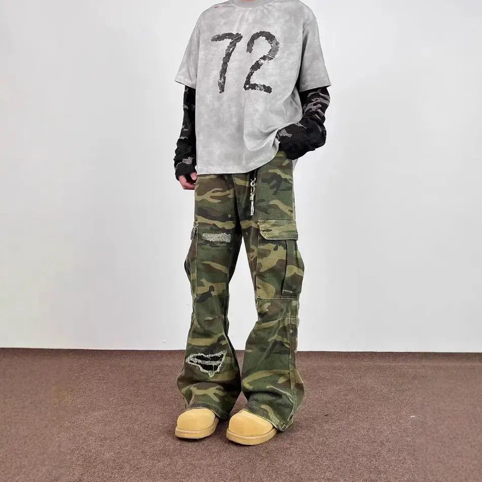 Japanese Brand Retro loose camouflage pocket jeans Size US 32 / EU 48 - 6 Thumbnail