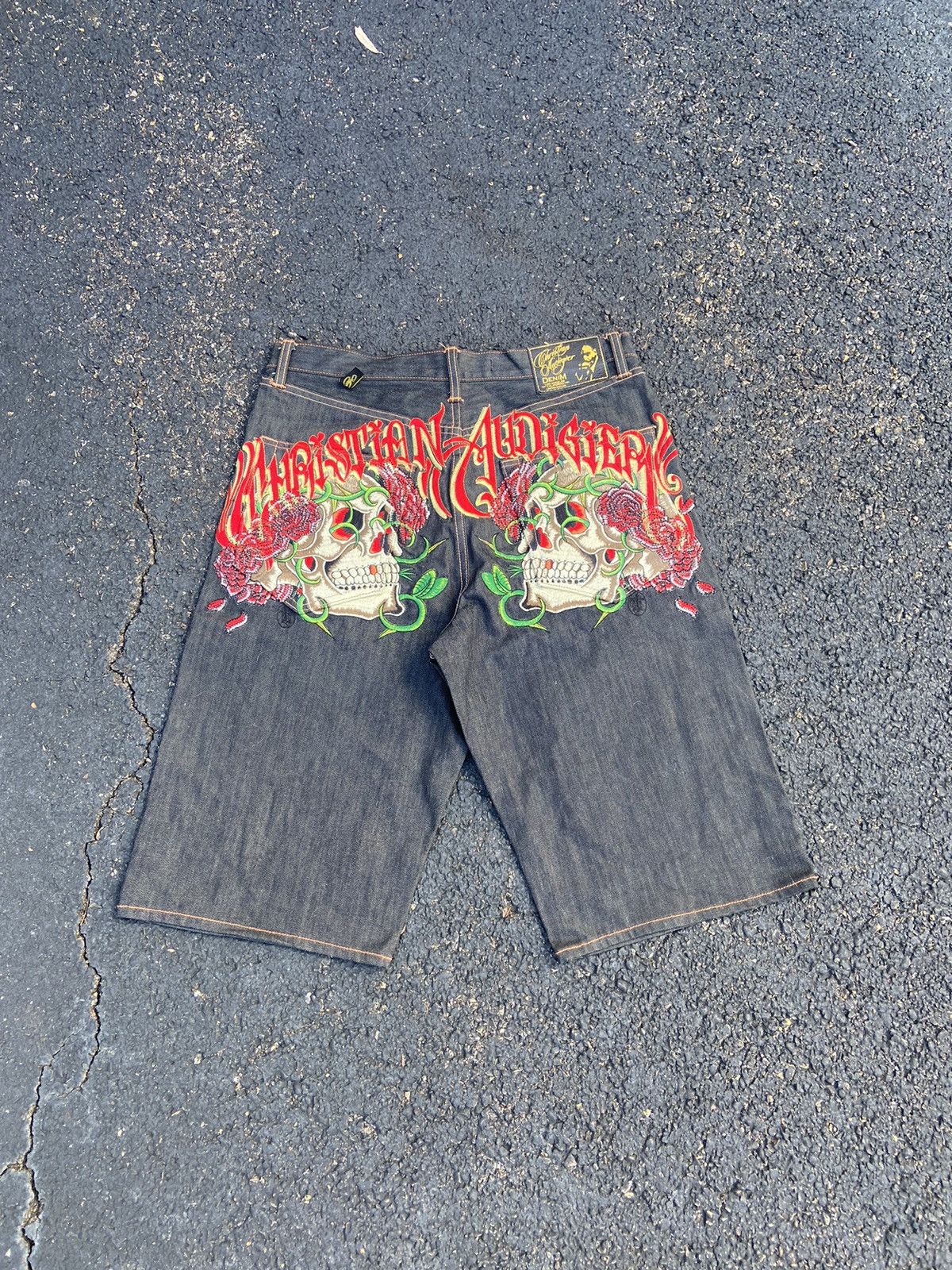 Image of Christian Audigier x Ed Hardy Crazy Vintage Affliction Embroidered Jeans Ed Hardy in Black (Size 34