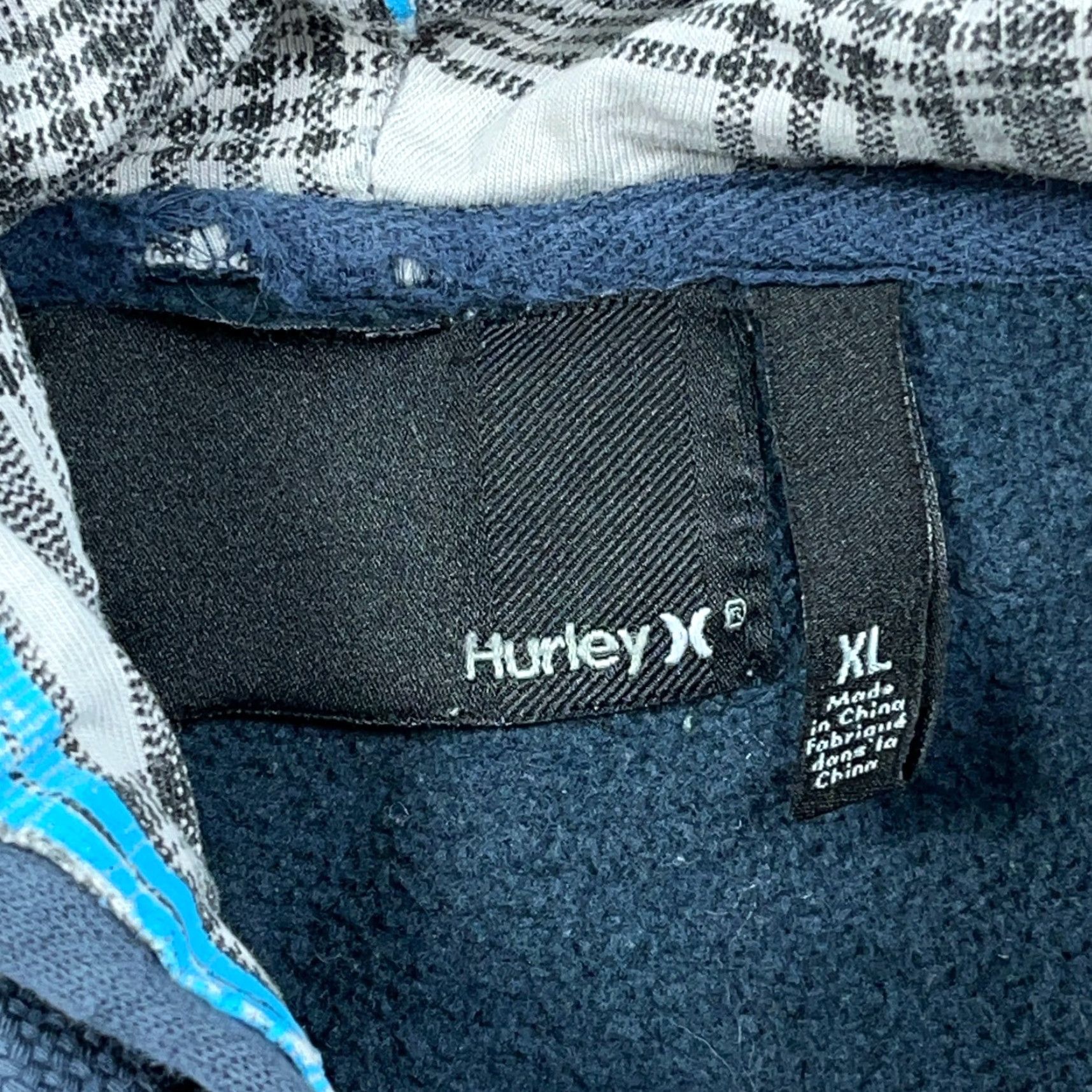 Hurley VINTAGE Hurley Hoodie Men XL Blue Full Zip Sweatshirt Jacket Distressed Worn Logo Graphic Print Pocket Hooded Regular Fit Cotton Blend Fleece Size US XL / EU 56 / 4 - 3 Thumbnail