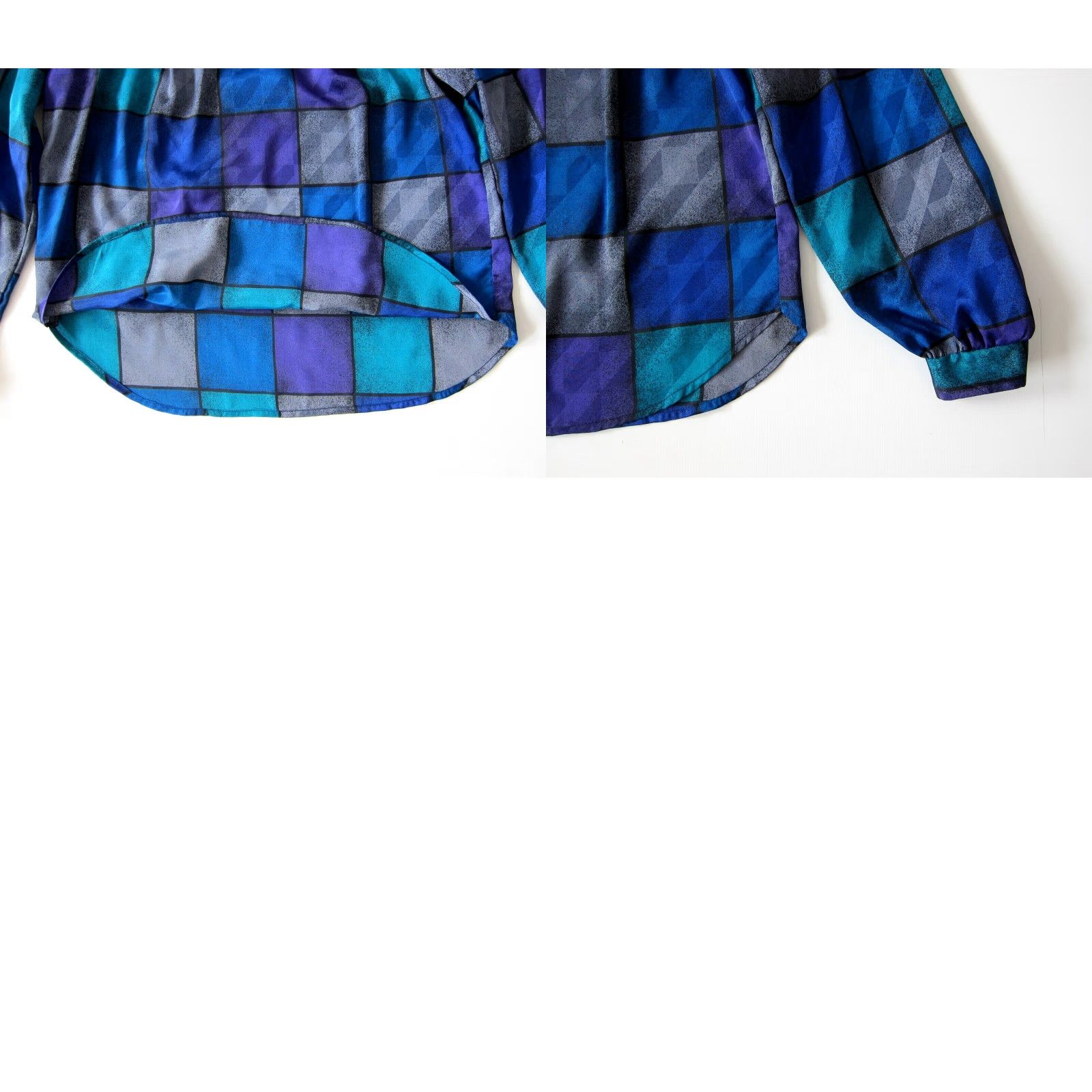 Vintage VINTAGE Kaki Roberts California Blue Grey Plaid Long Sleeve High Neck Blouse S Size S / US 4 / IT 40 - 8 Thumbnail